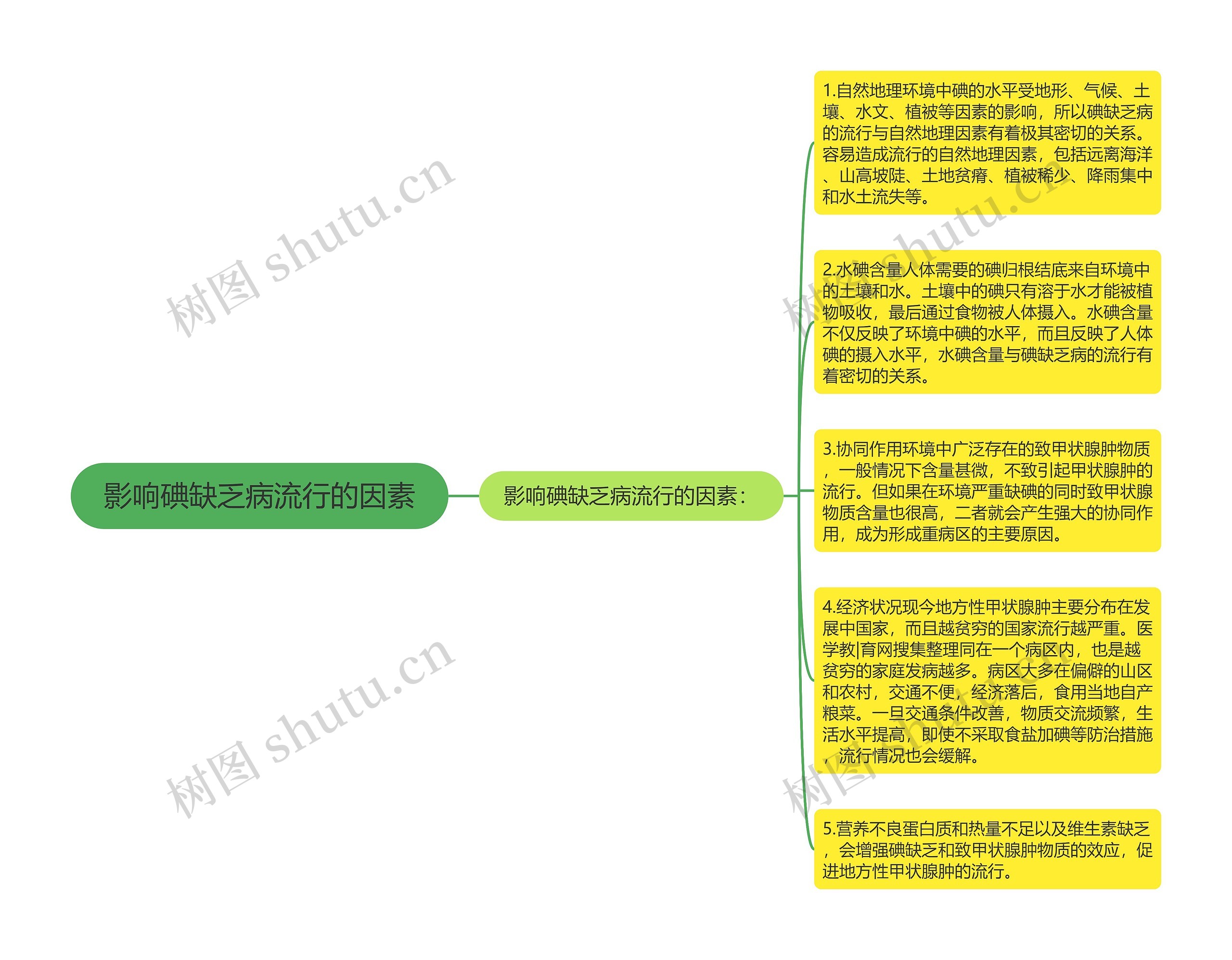 影响碘缺乏病流行的因素思维导图