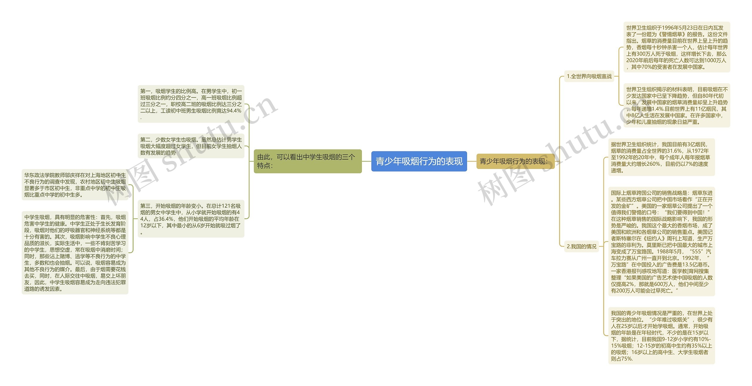 青少年吸烟行为的表现思维导图