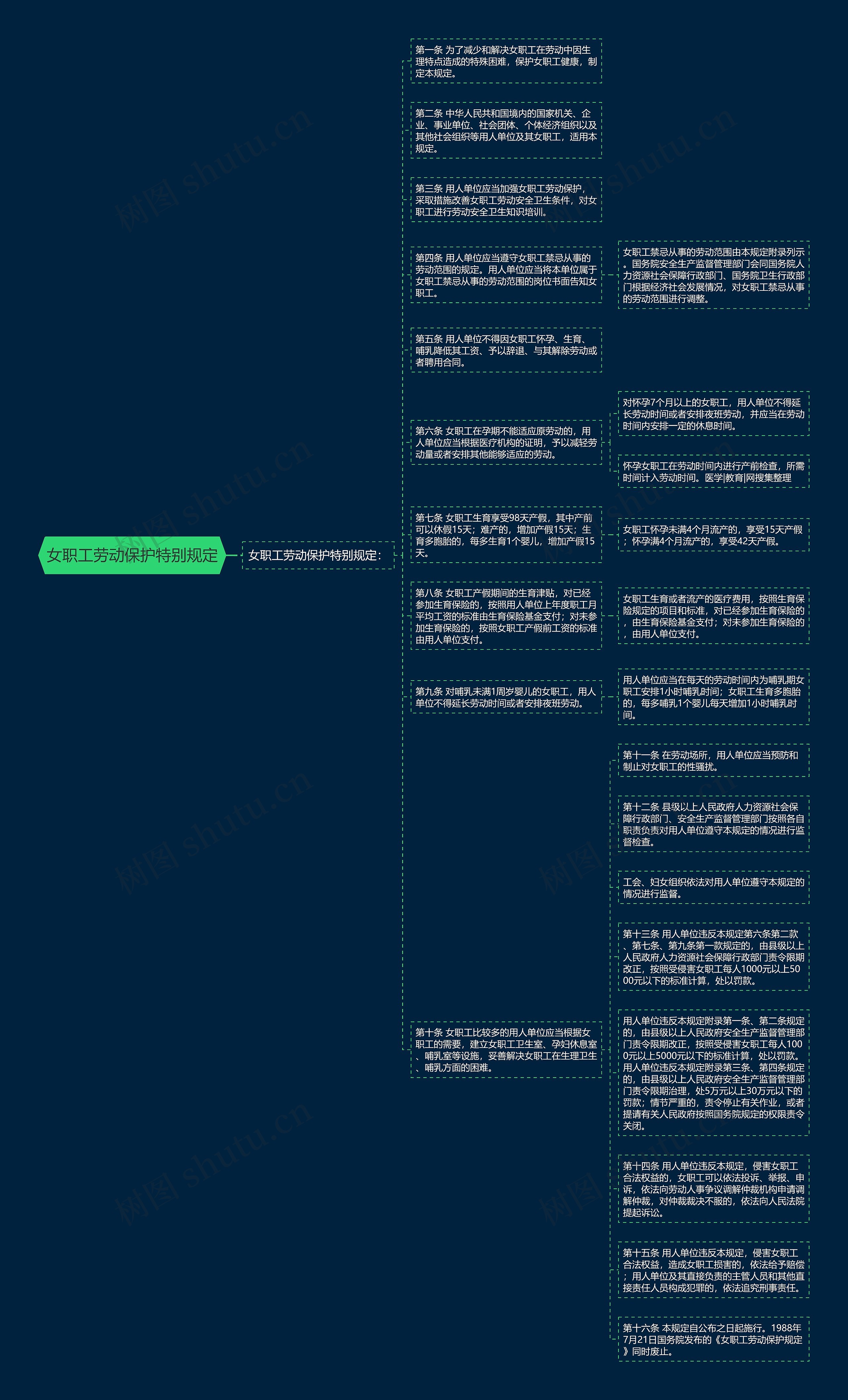 女职工劳动保护特别规定思维导图