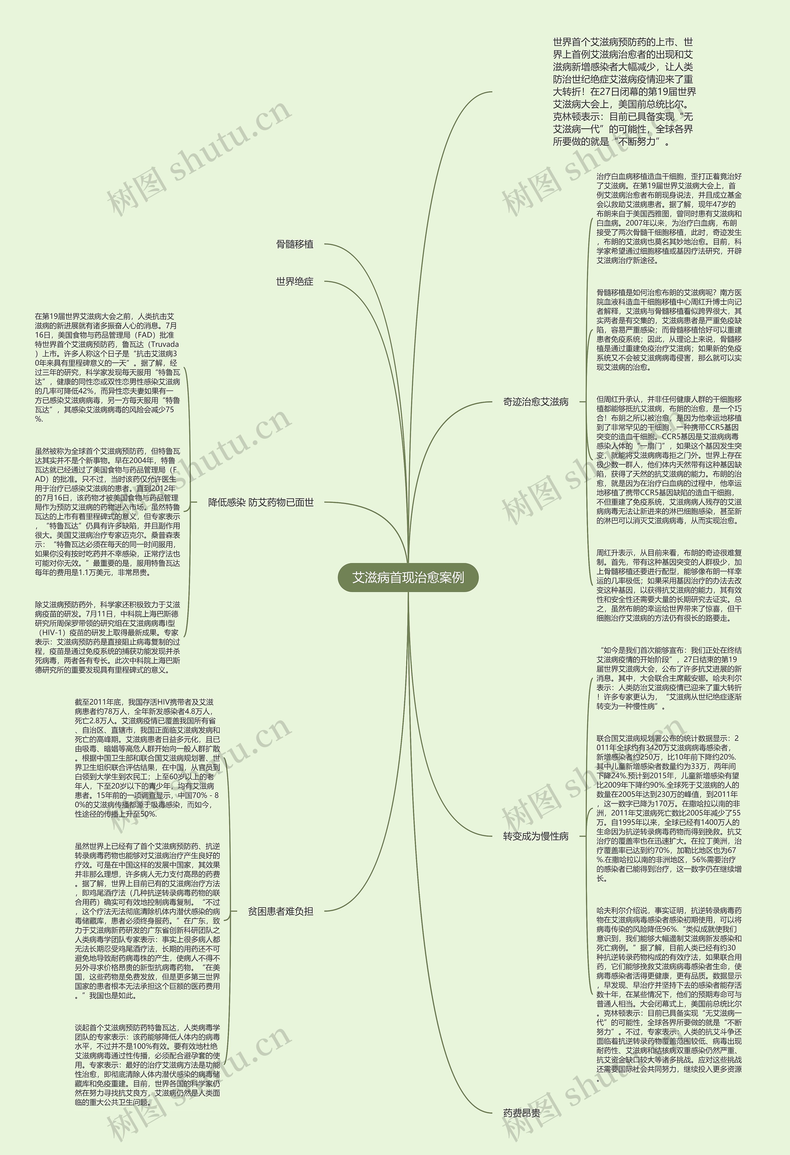艾滋病首现治愈案例思维导图