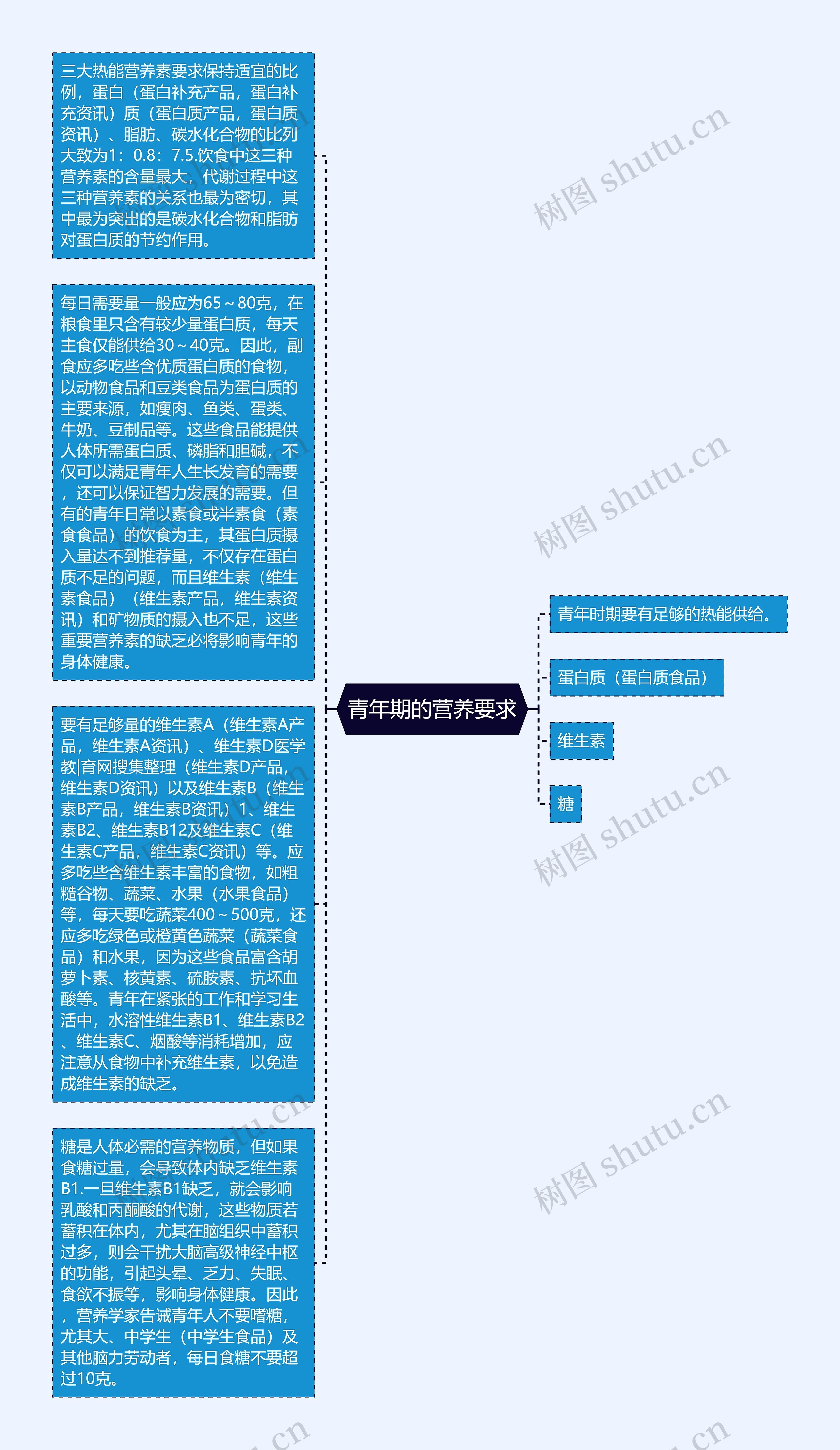 青年期的营养要求思维导图