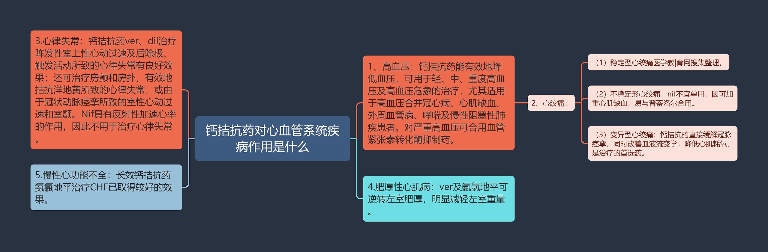 钙拮抗药对心血管系统疾病作用是什么思维导图