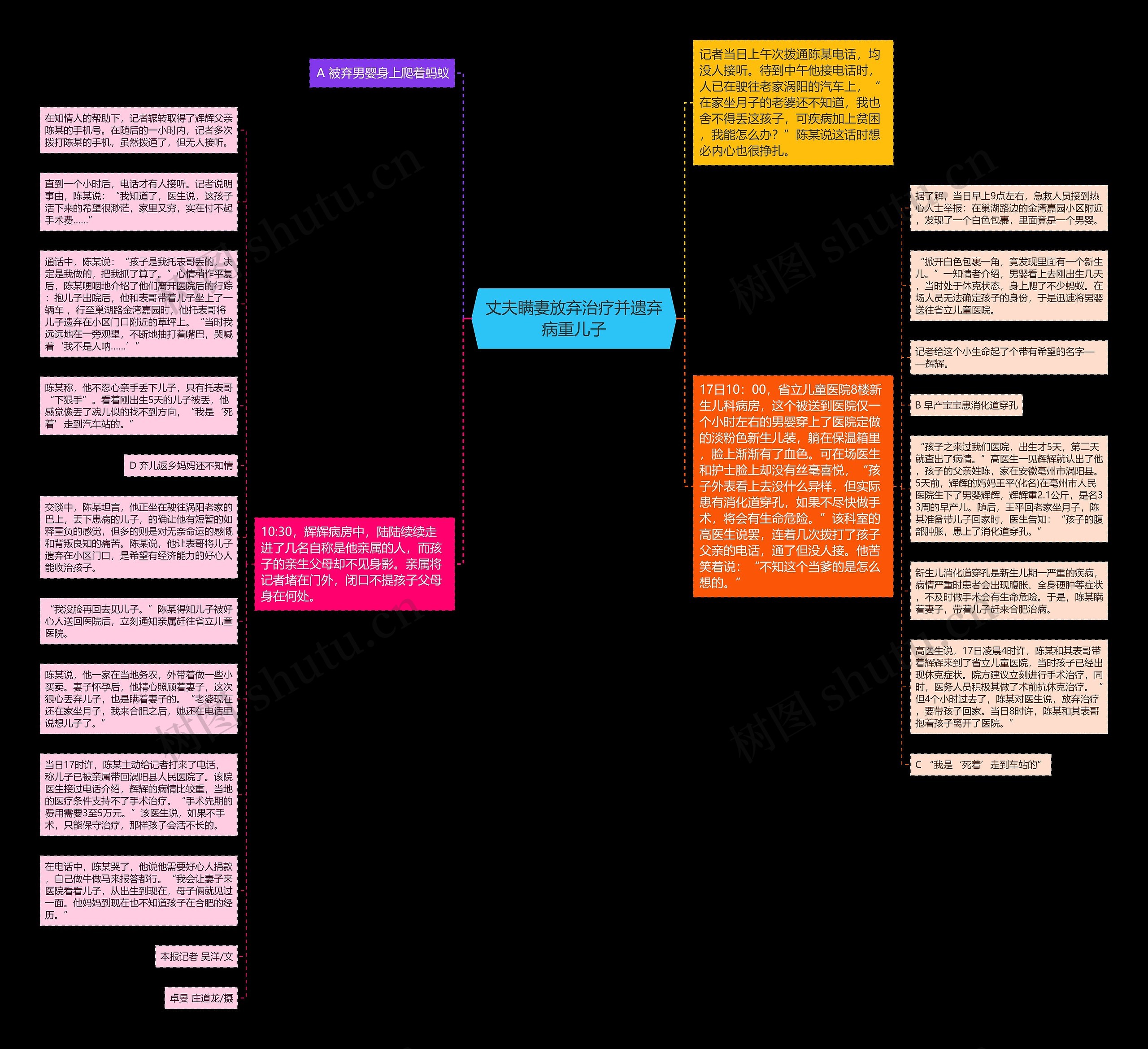 丈夫瞒妻放弃治疗并遗弃病重儿子思维导图