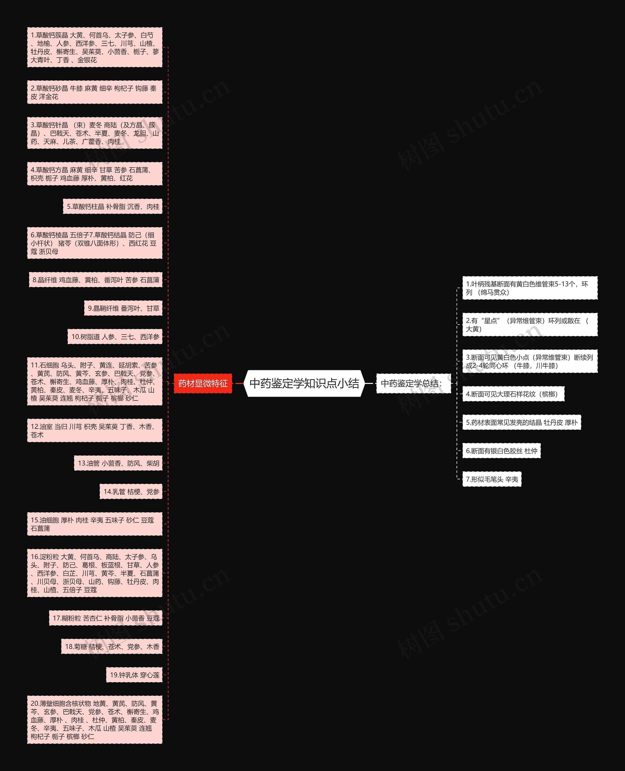 中药鉴定学知识点小结思维导图