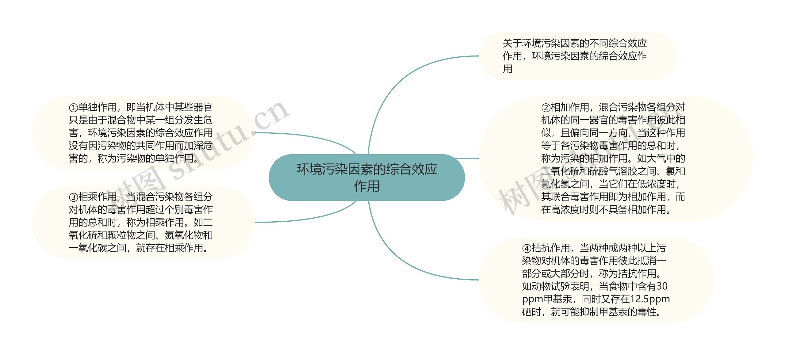 环境污染因素的综合效应作用思维导图