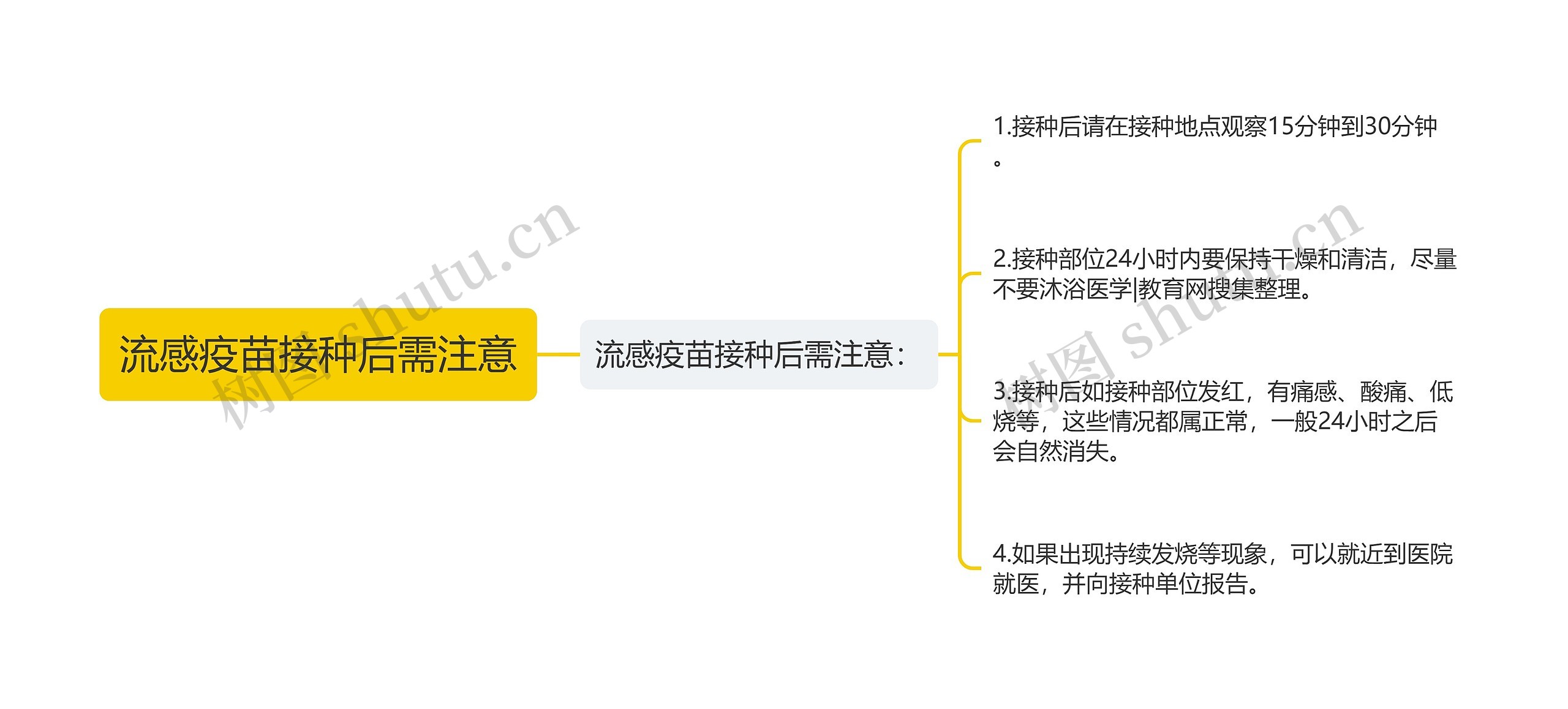 流感疫苗接种后需注意思维导图