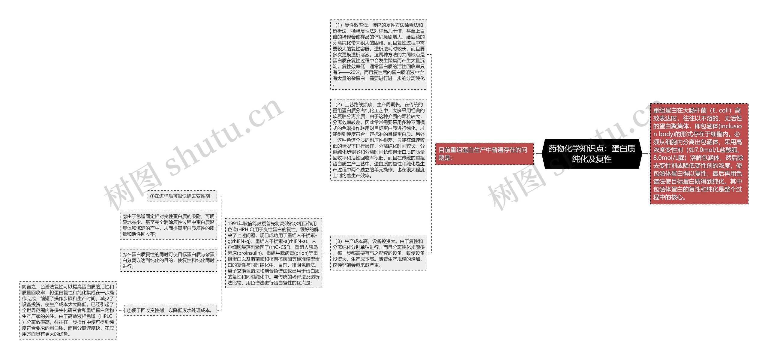 药物化学知识点：蛋白质纯化及复性思维导图