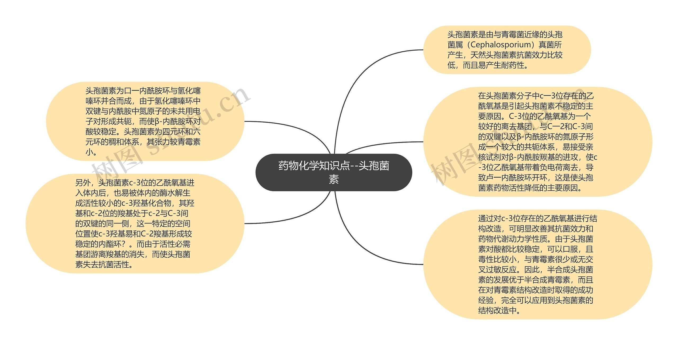 药物化学知识点--头孢菌素思维导图