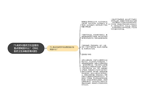 73.政府对医药卫生监管的重点领域是什么？《深化医药卫生体制改革问答》