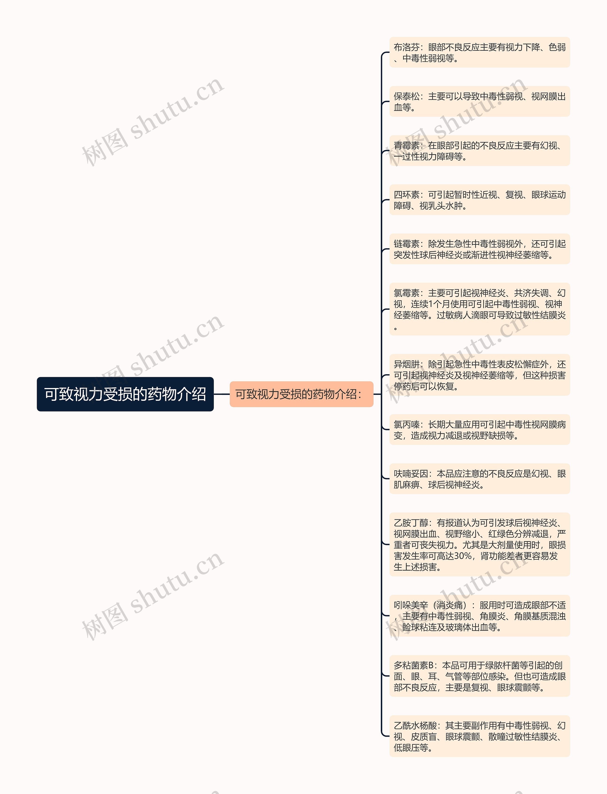 可致视力受损的药物介绍思维导图