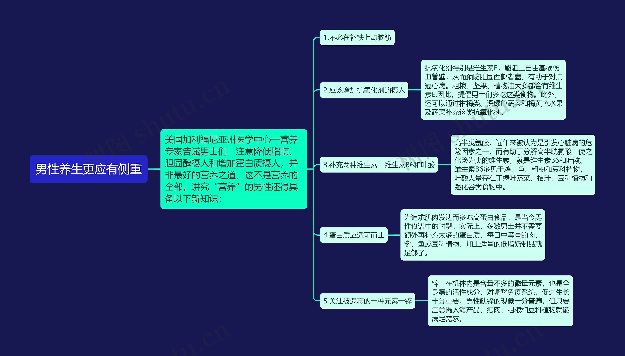 男性养生更应有侧重思维导图