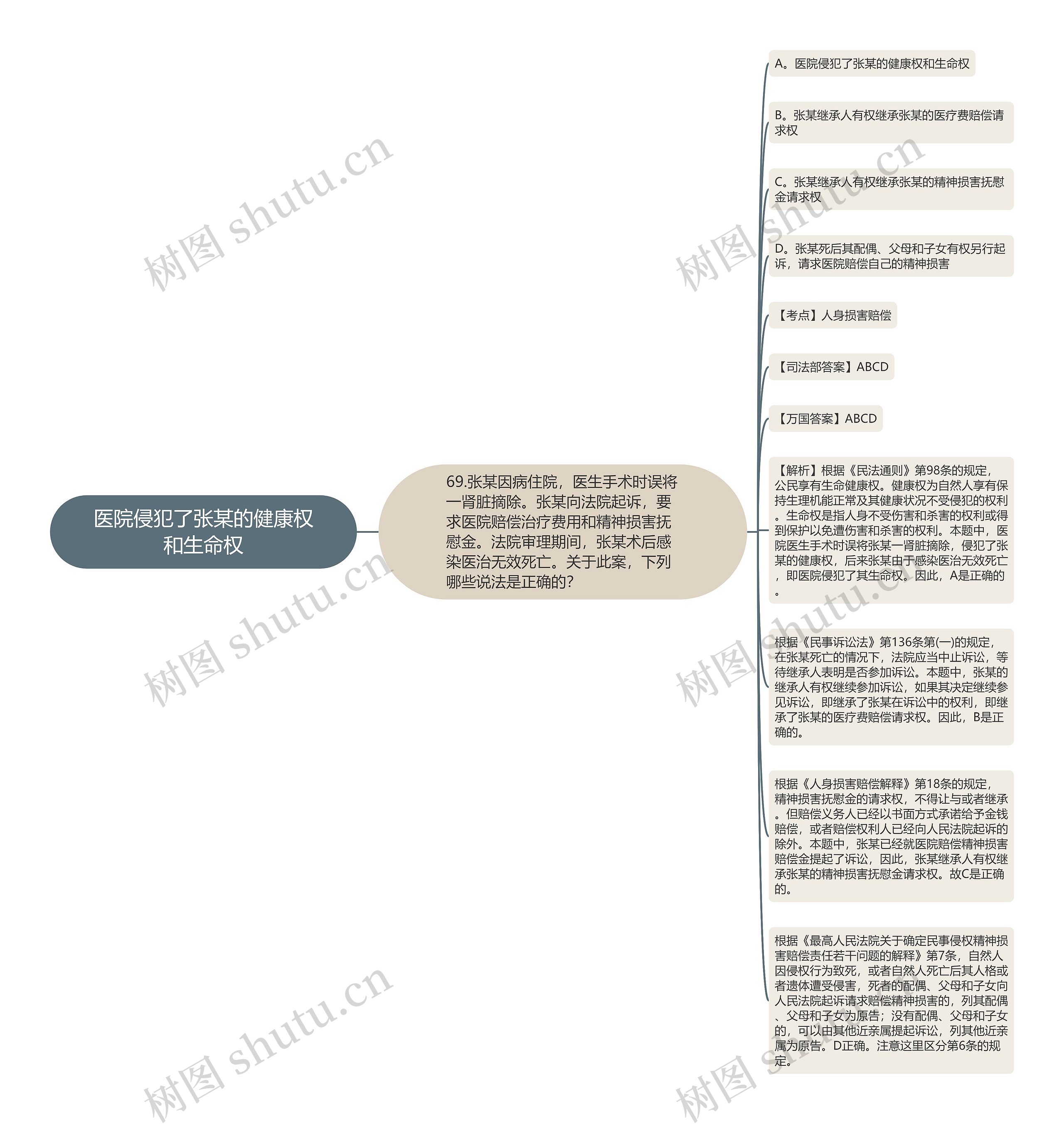 医院侵犯了张某的健康权和生命权思维导图