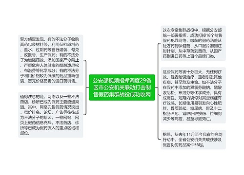 公安部视频指挥调度29省区市公安机关联动打击制售假药集群战役成功收网