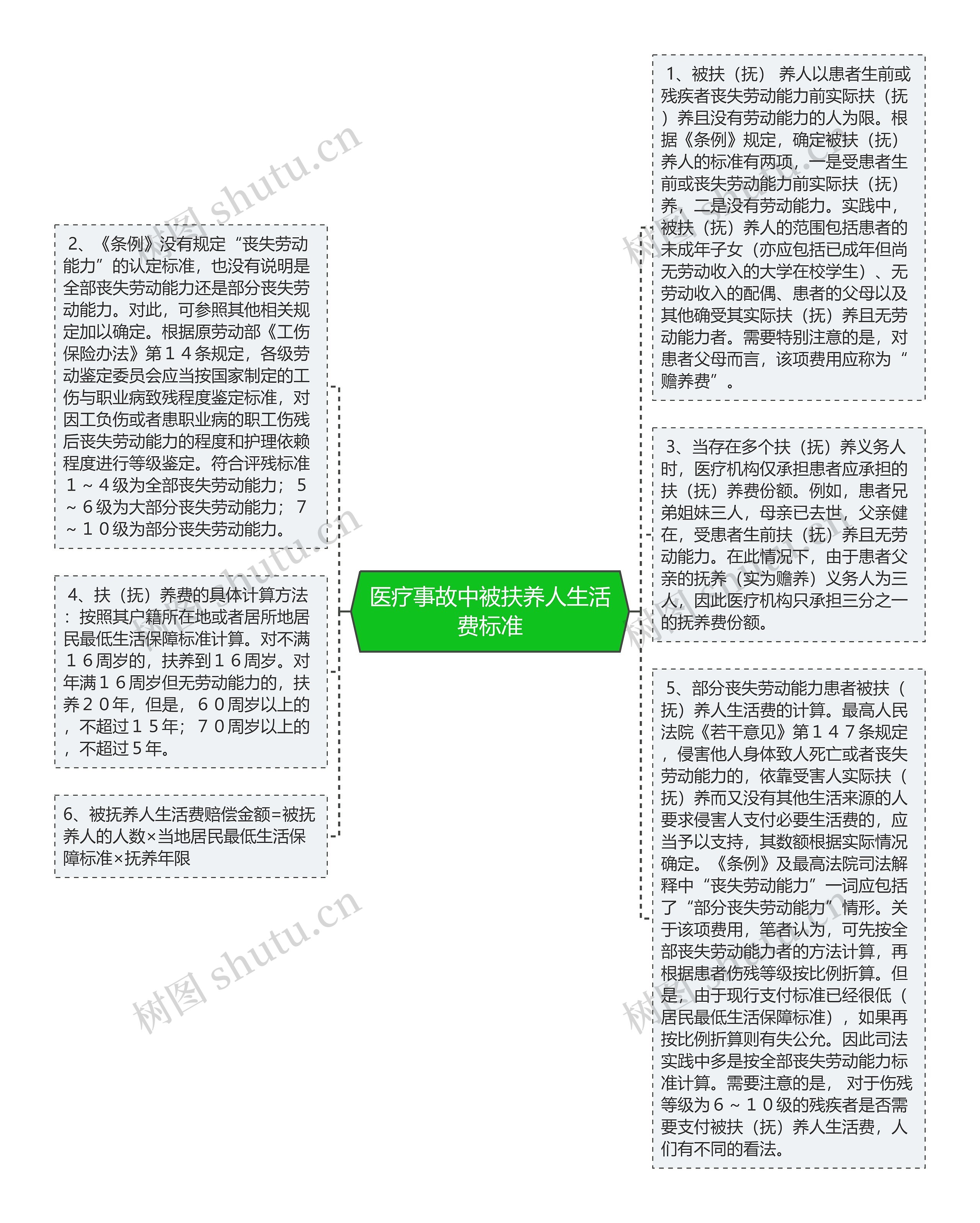 医疗事故中被扶养人生活费标准思维导图