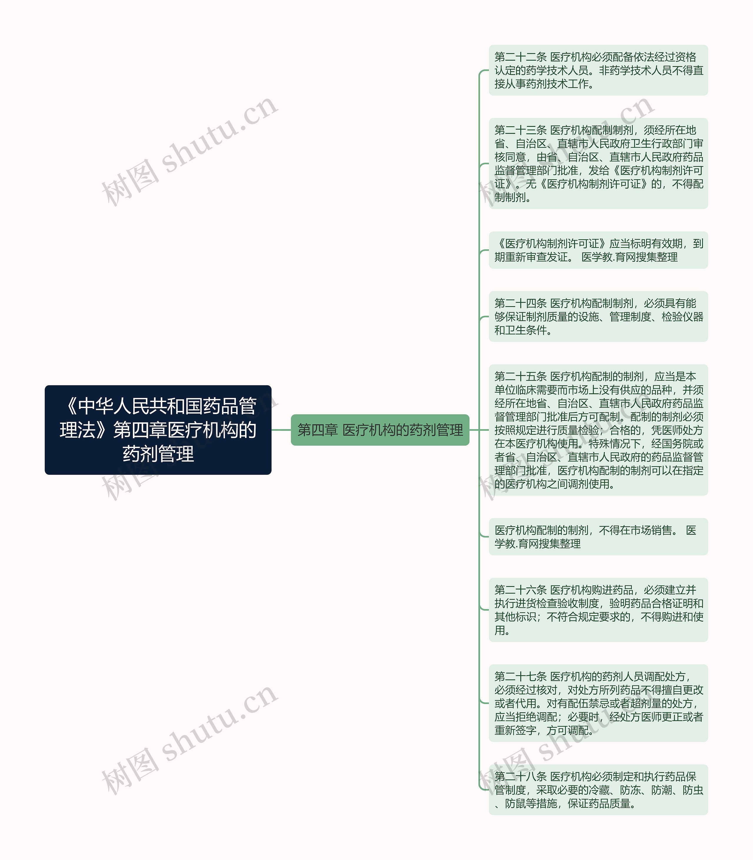 《中华人民共和国药品管理法》第四章医疗机构的药剂管理思维导图