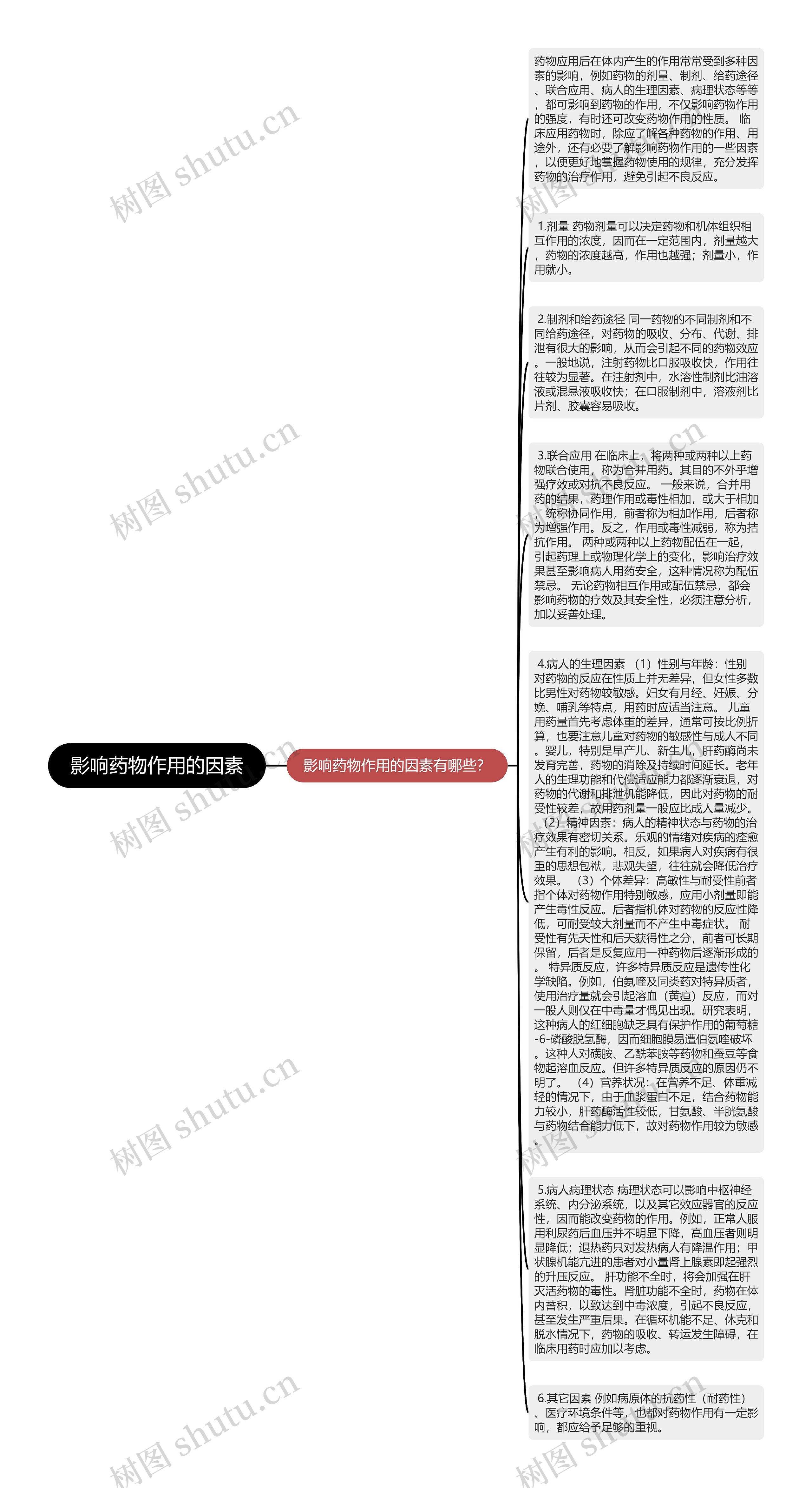 影响药物作用的因素思维导图