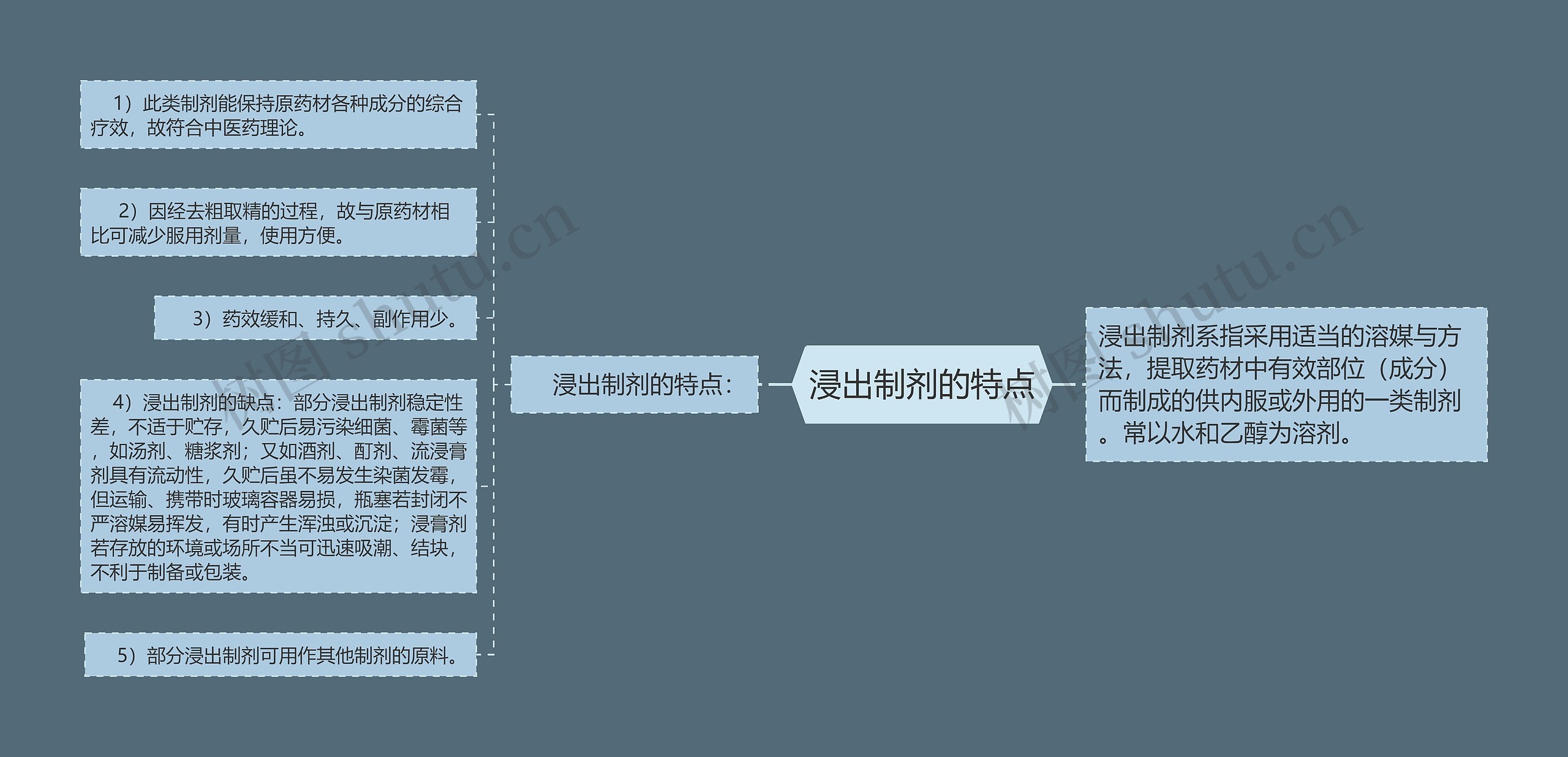 浸出制剂的特点思维导图