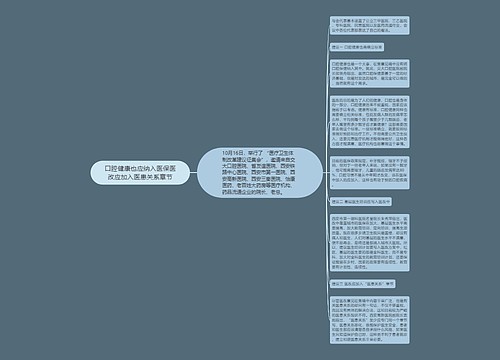 口腔健康也应纳入医保医改应加入医患关系章节