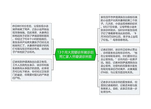 13个月大男婴诊所就诊后死亡家人怀疑误诊所致