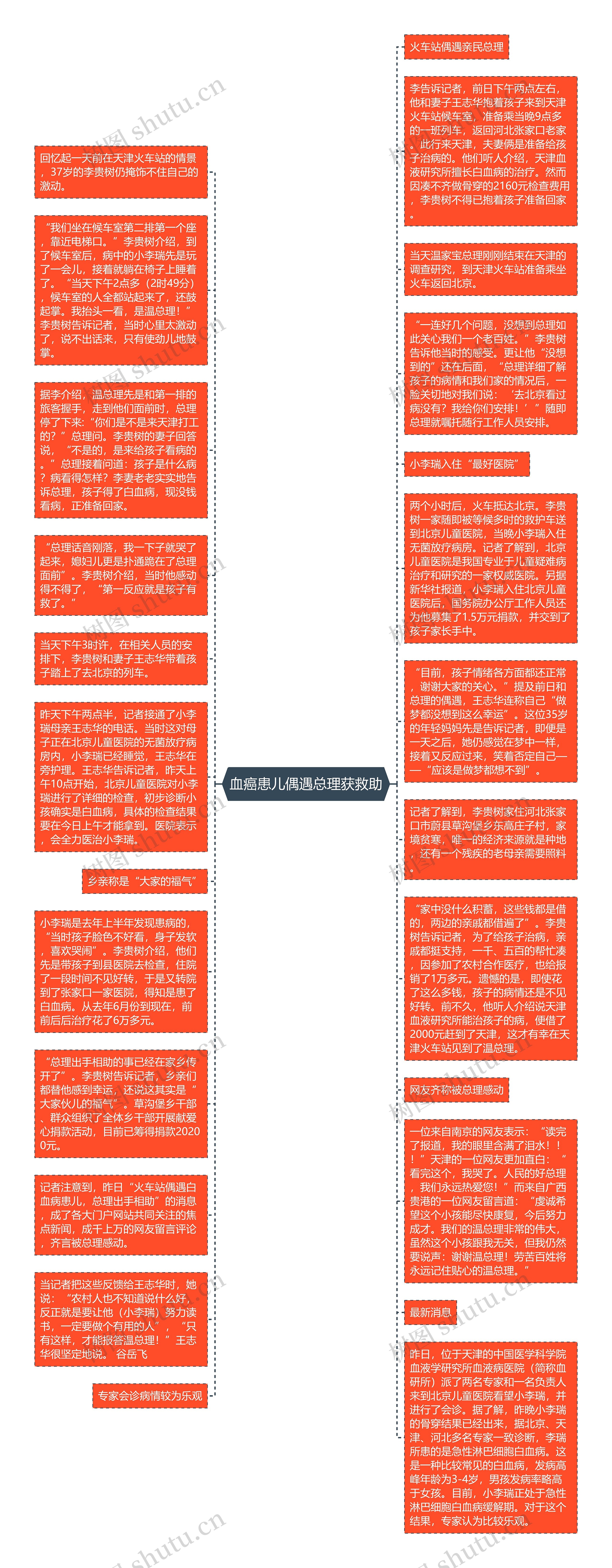 血癌患儿偶遇总理获救助思维导图