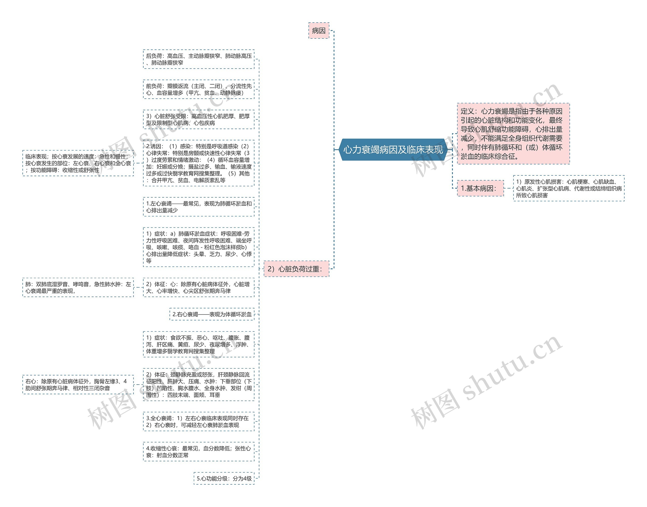 心力衰竭病因及临床表现思维导图