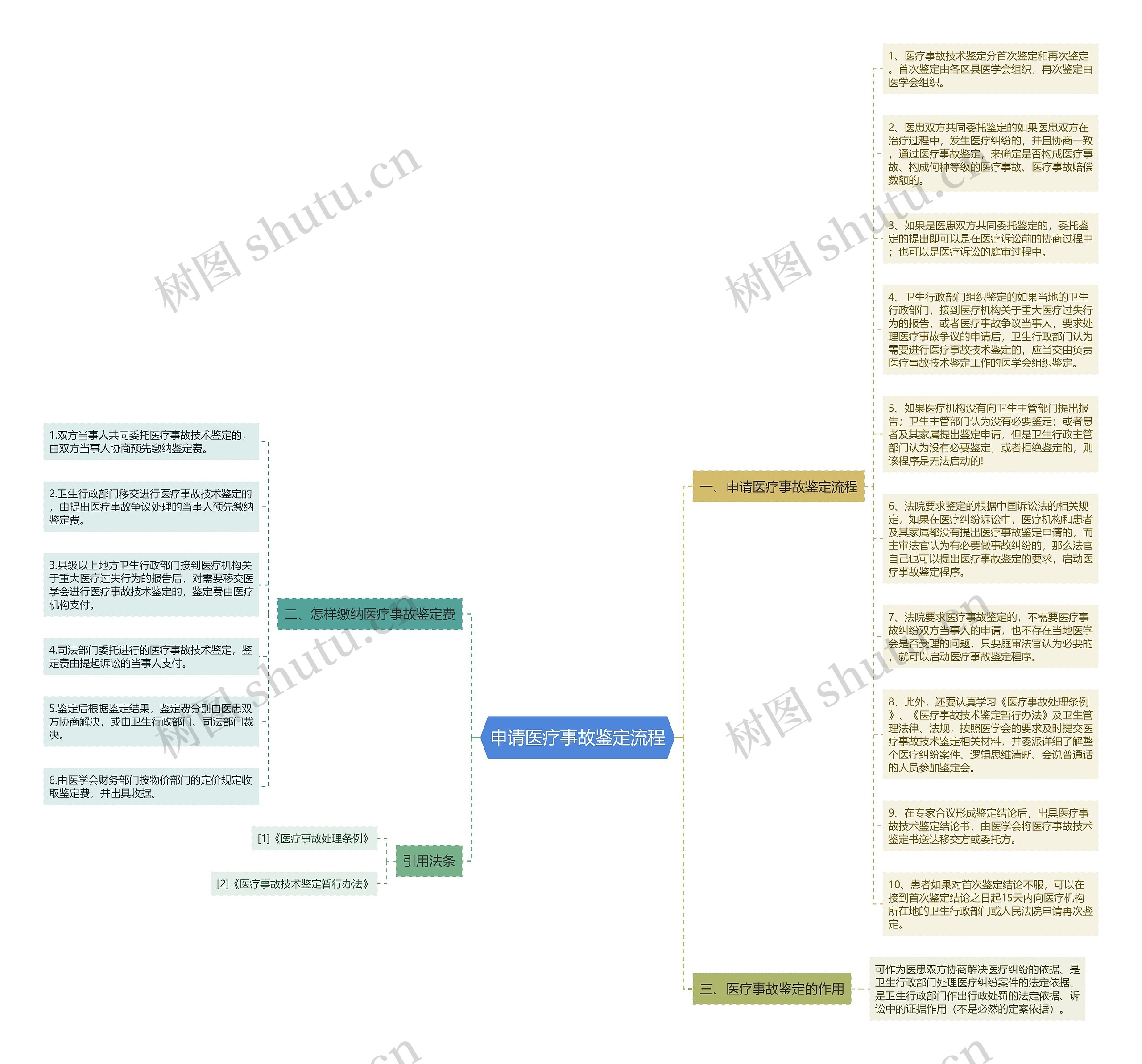 申请医疗事故鉴定流程思维导图