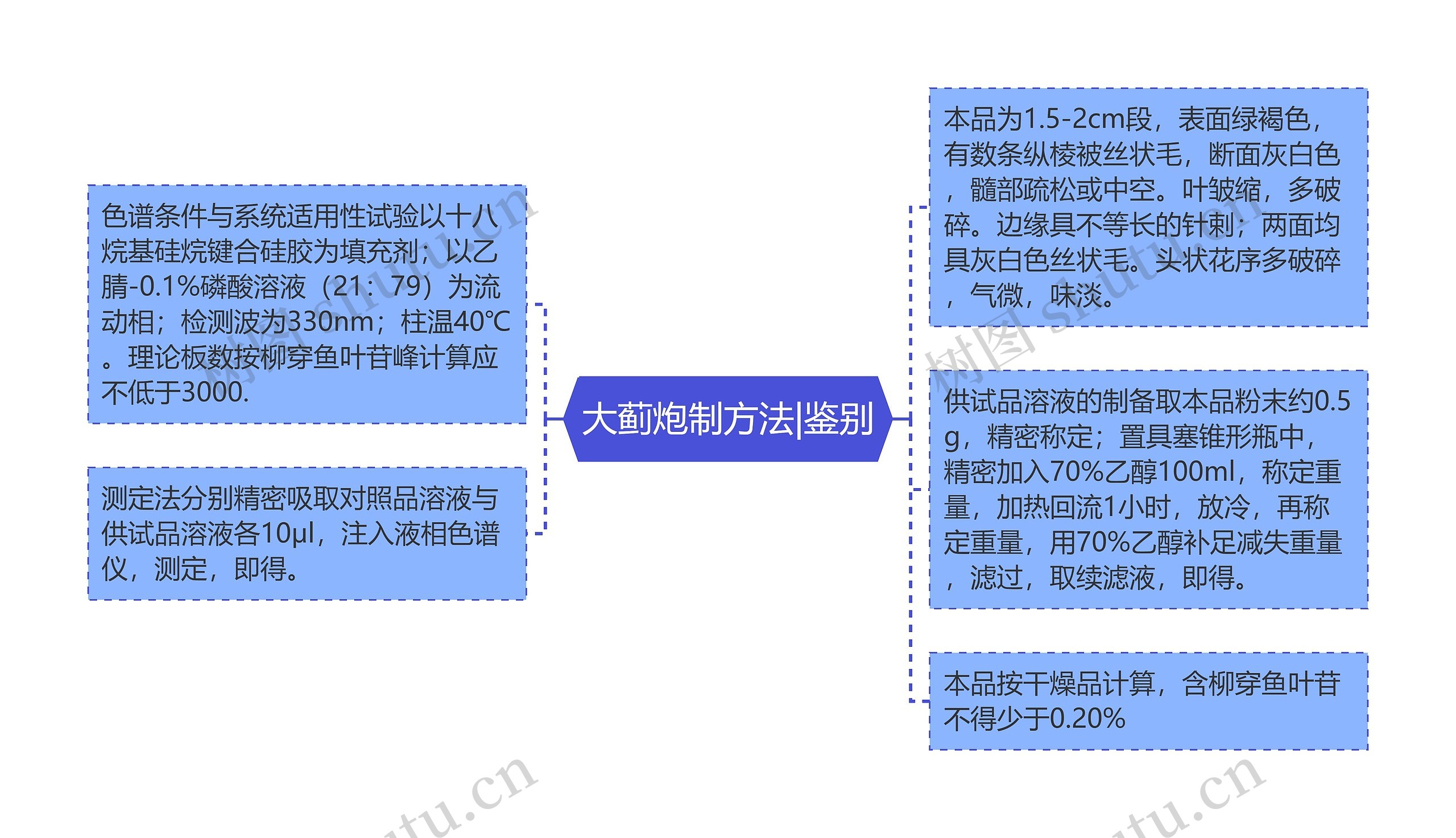 大蓟炮制方法|鉴别思维导图