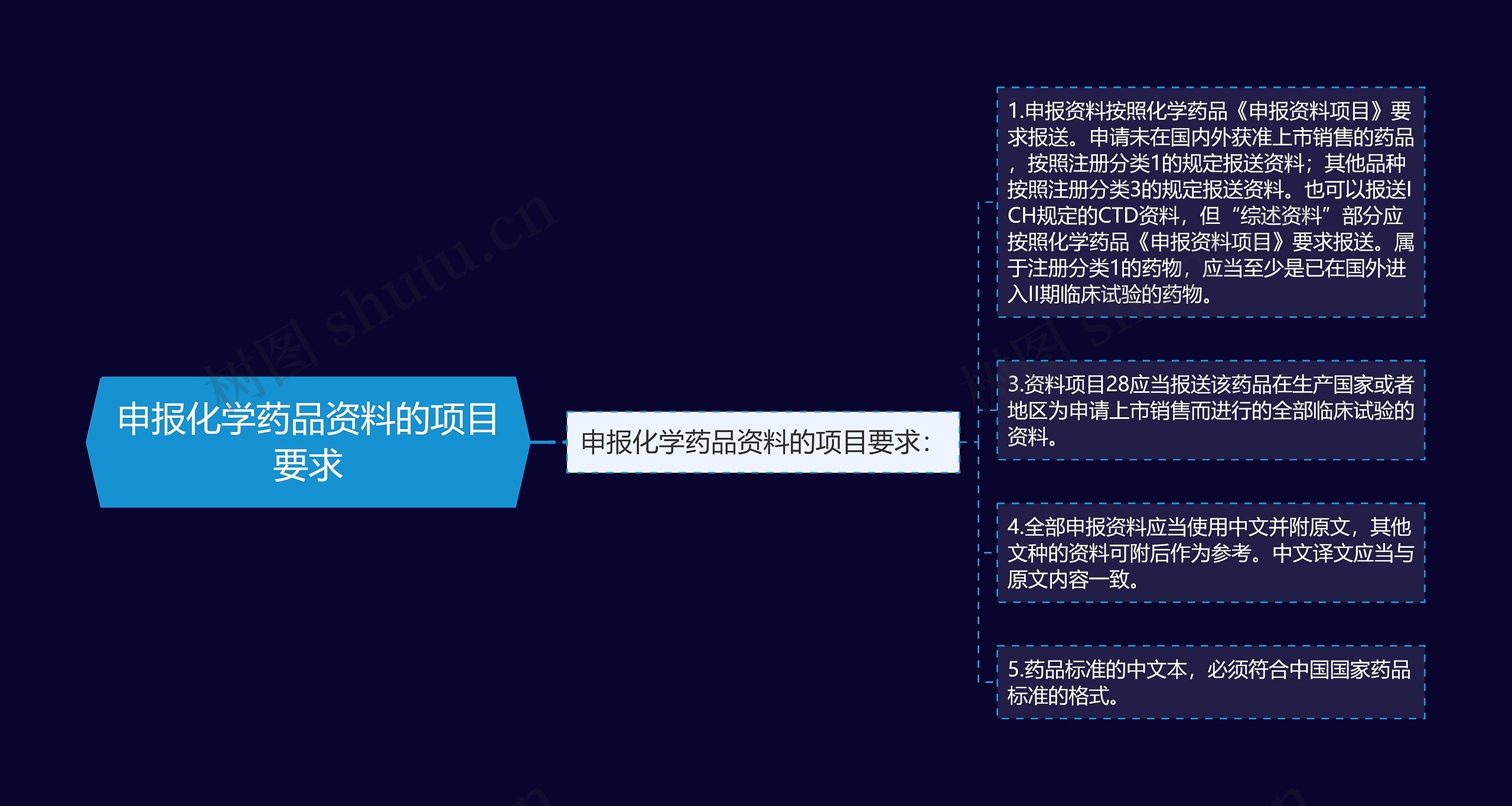 申报化学药品资料的项目要求思维导图