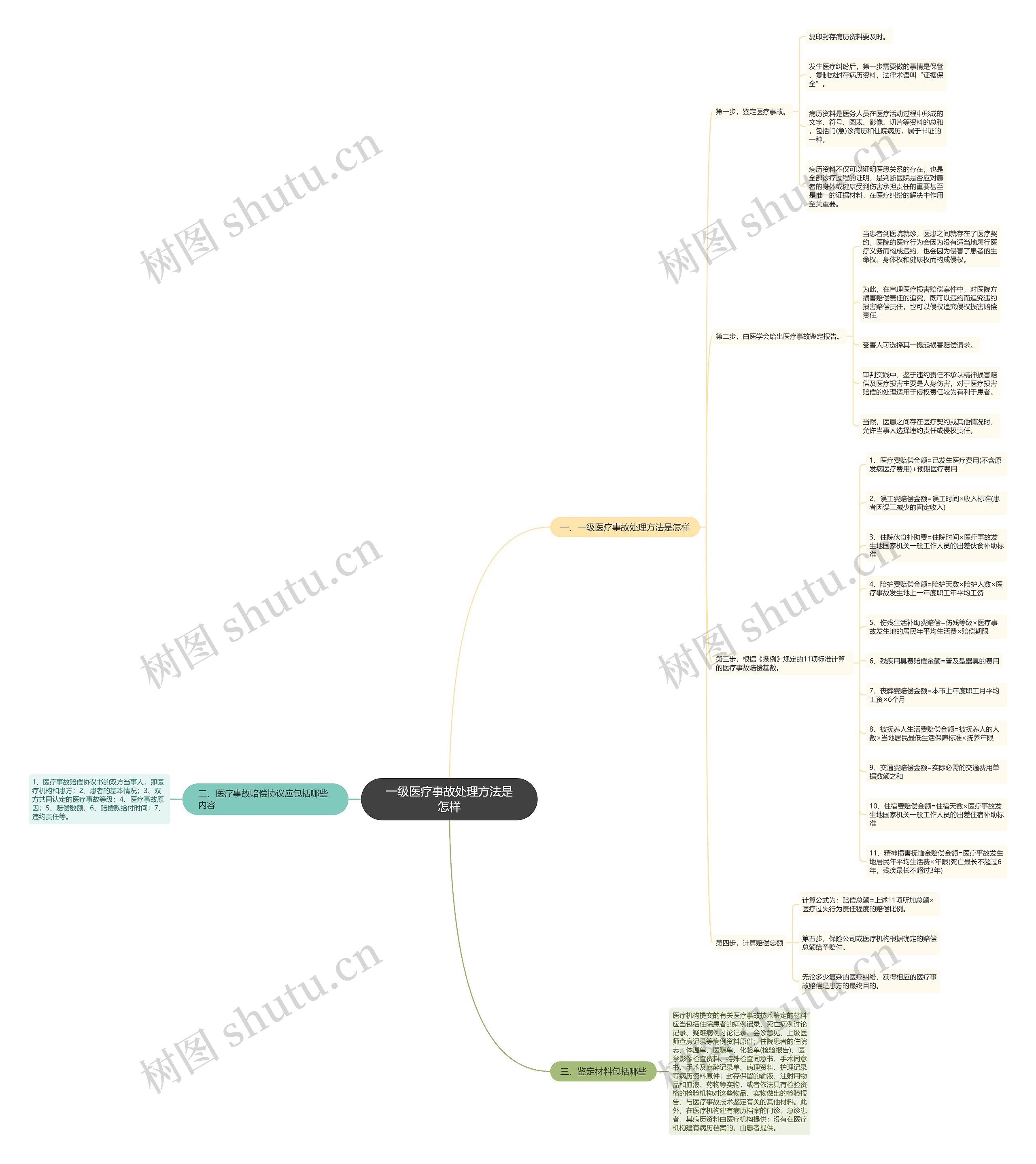 一级医疗事故处理方法是怎样思维导图