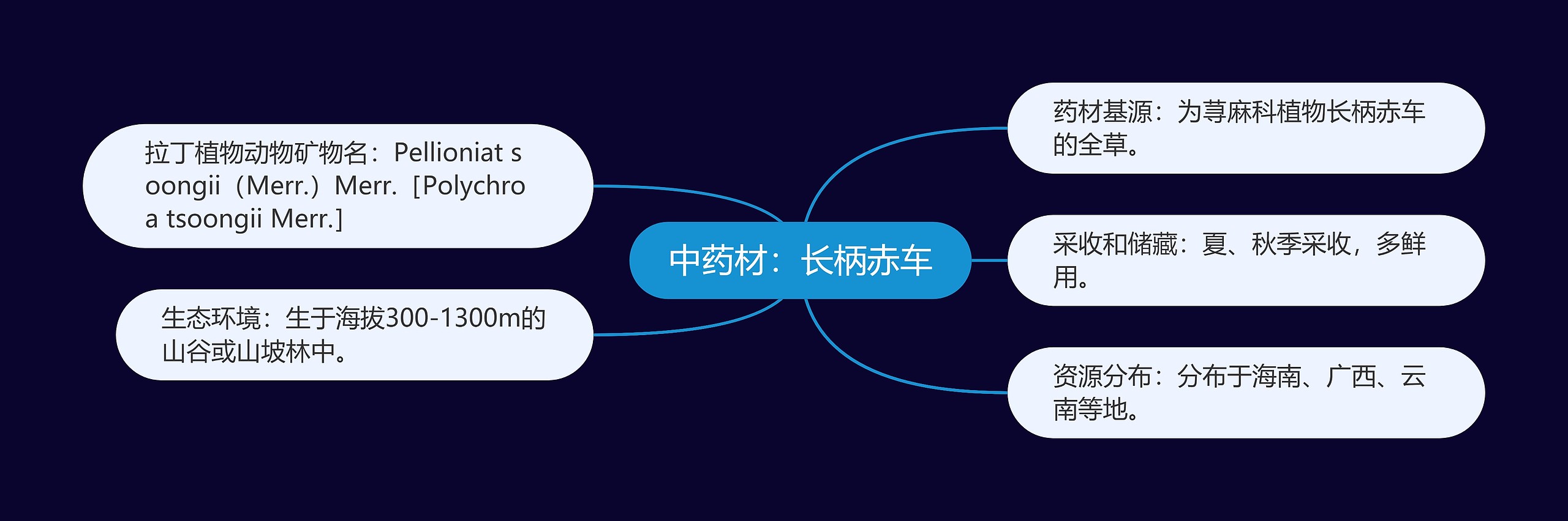 中药材：长柄赤车思维导图