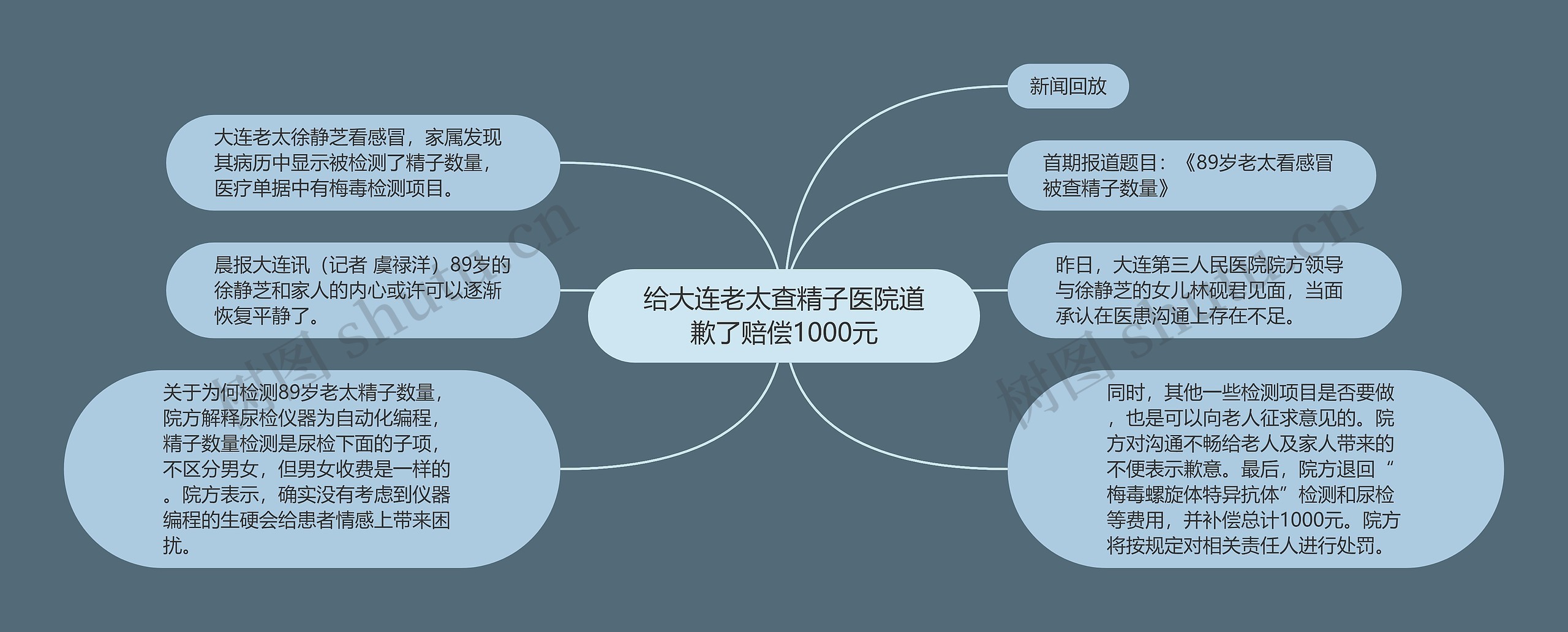 给大连老太查精子医院道歉了赔偿1000元思维导图