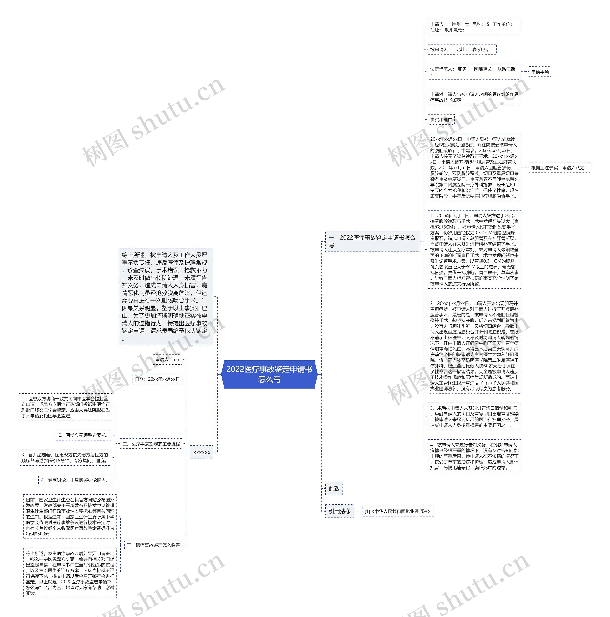 2022医疗事故鉴定申请书怎么写思维导图