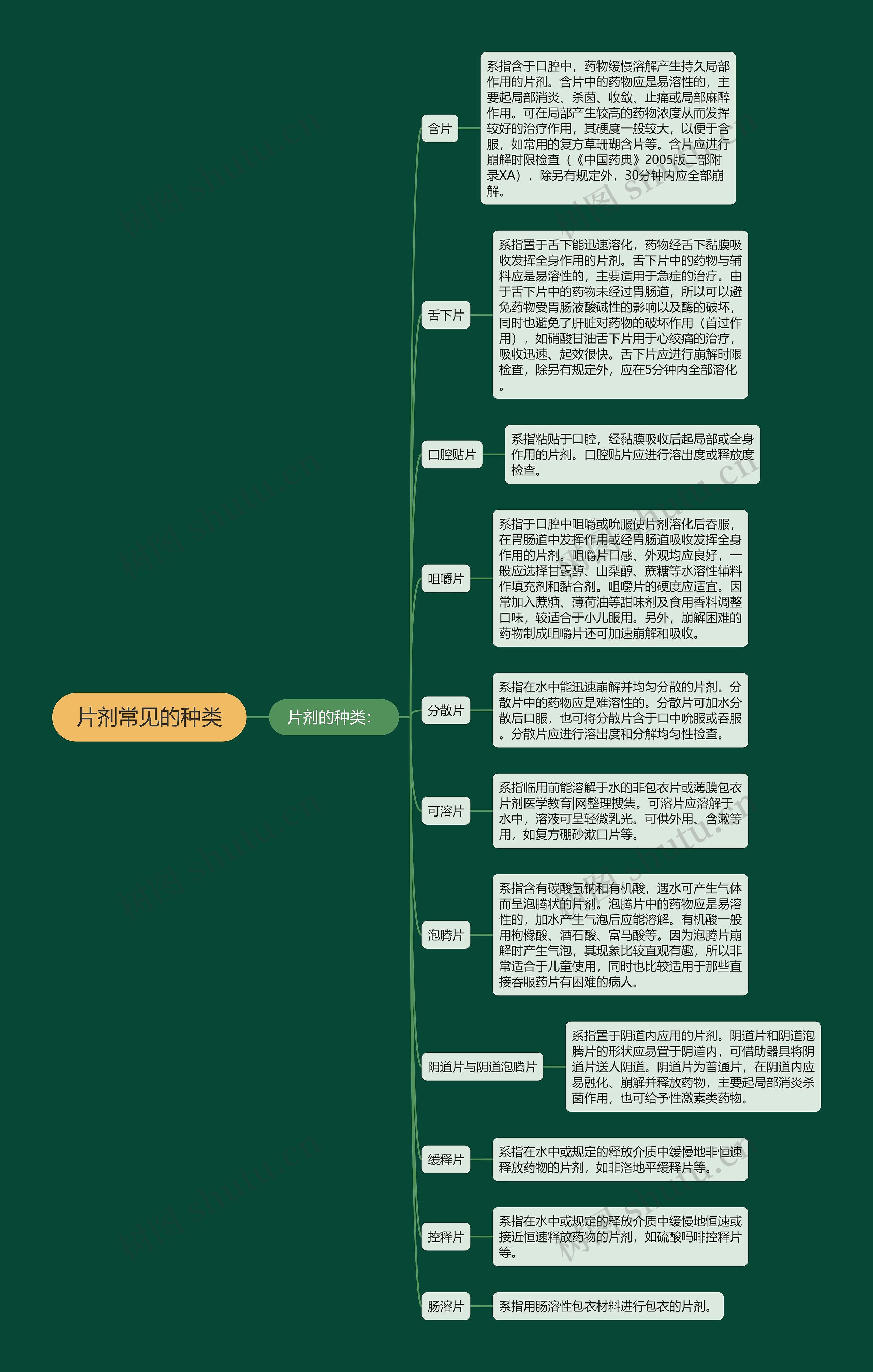 片剂常见的种类思维导图