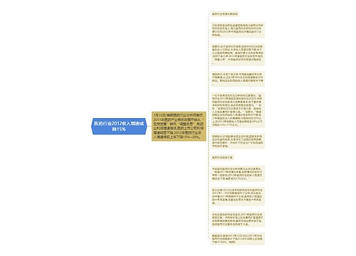 医药行业2012收入增速或降15%