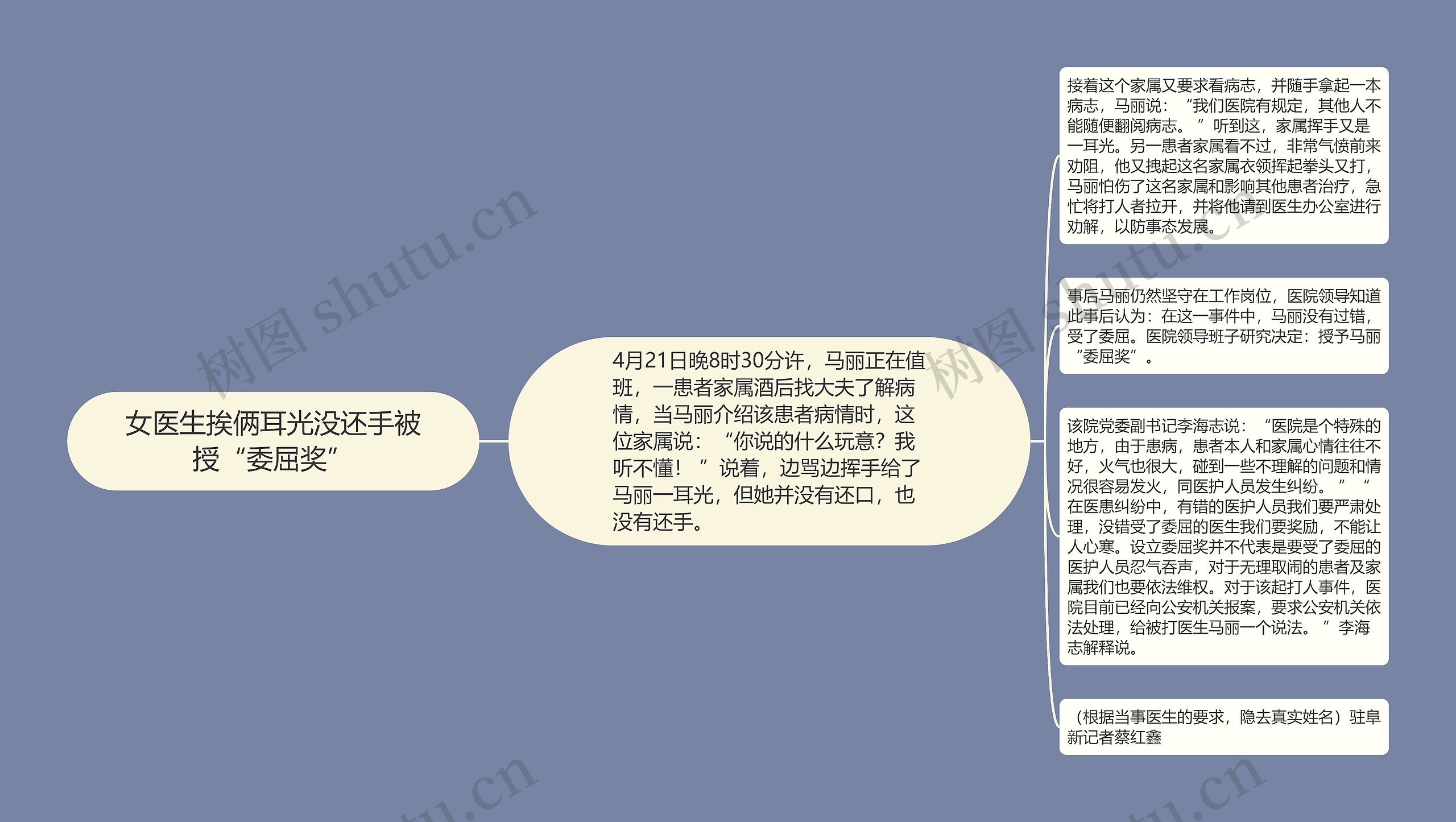 女医生挨俩耳光没还手被授“委屈奖”思维导图