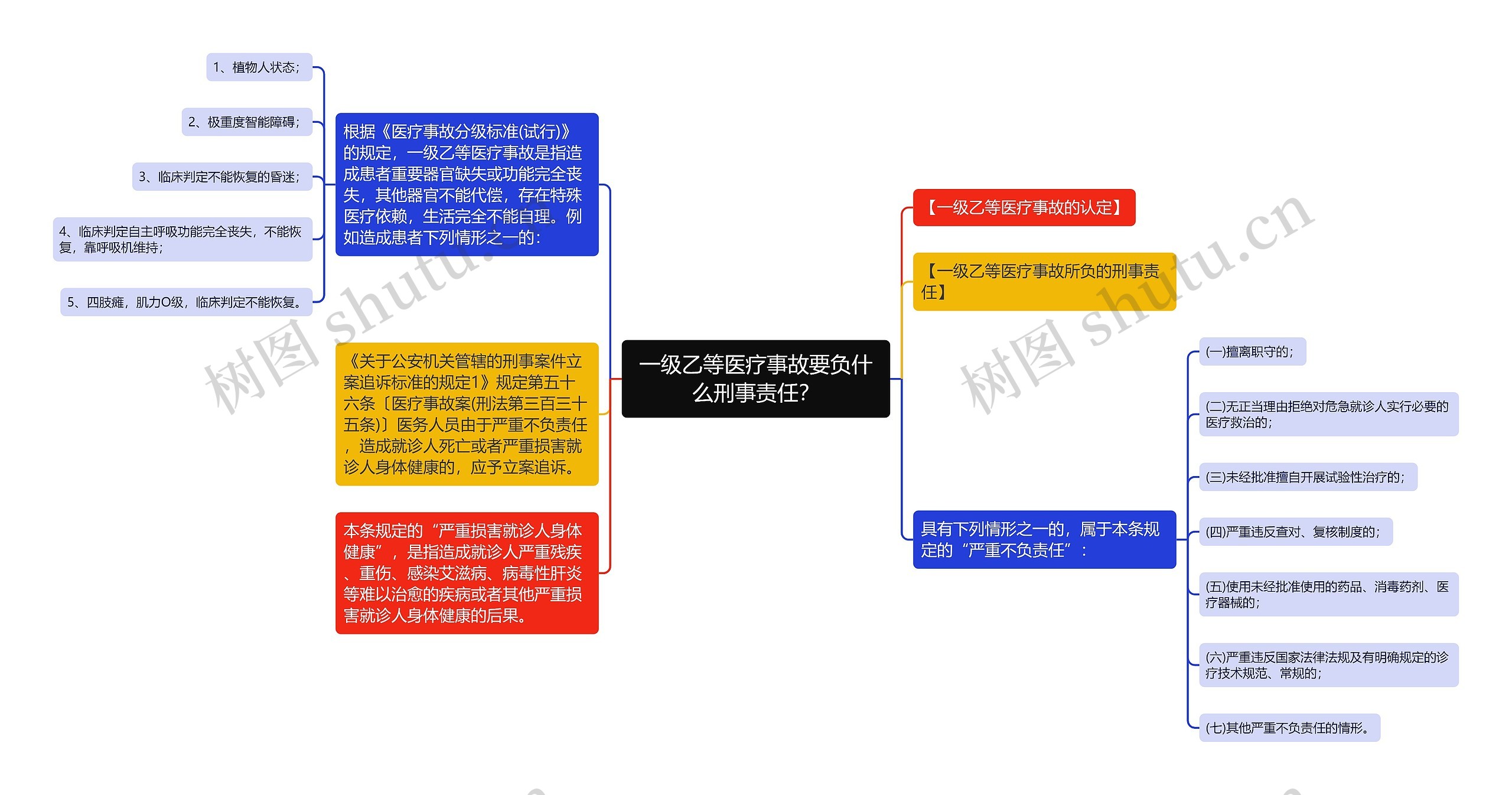 一级乙等医疗事故要负什么刑事责任？思维导图