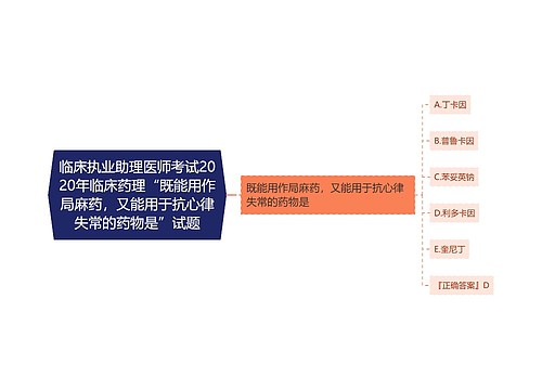 临床执业助理医师考试2020年临床药理“既能用作局麻药,又能用于抗心律失常的药物是”试题 临床执业助理医师考试2020年临床药理“既能用作局麻药,又能用于抗心律失常的药物是”试题