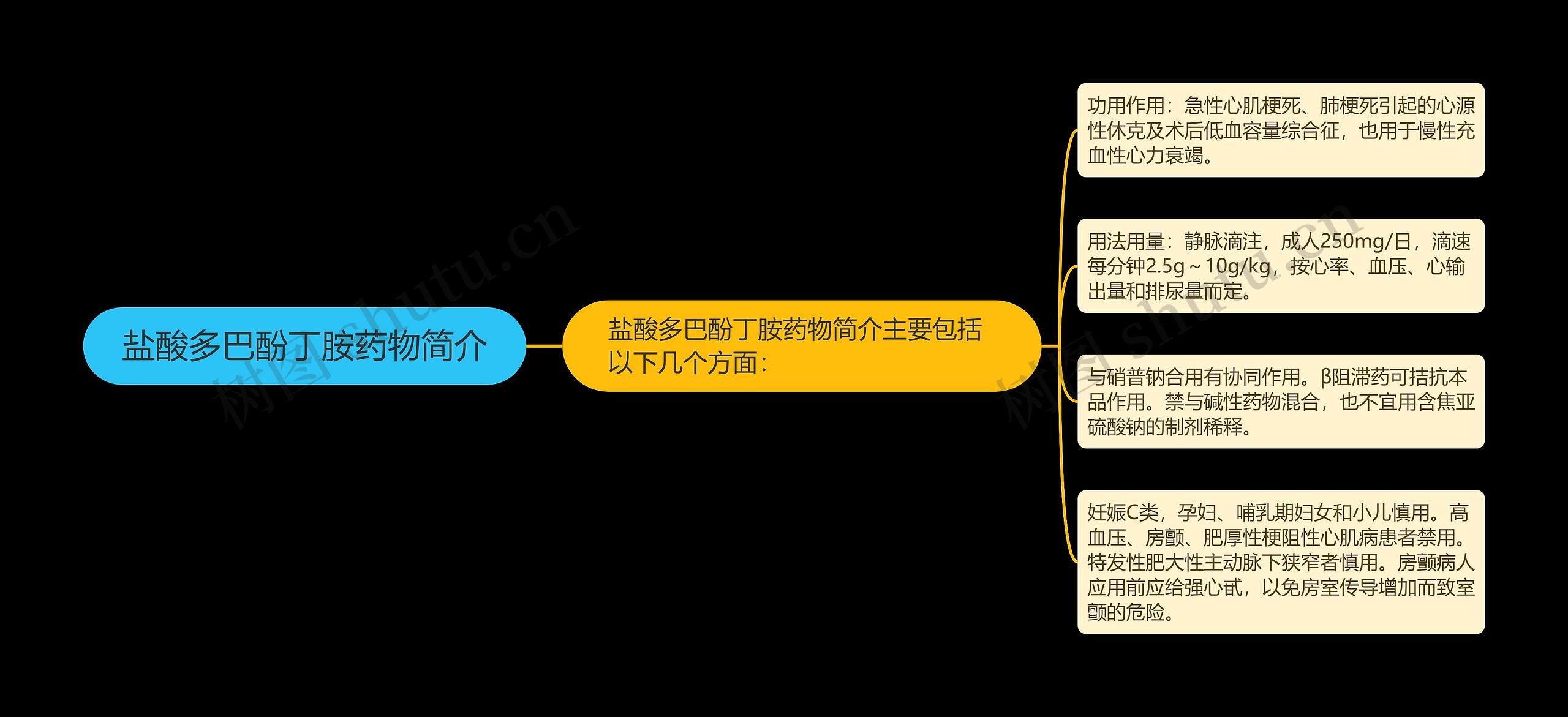 盐酸多巴酚丁胺药物简介思维导图