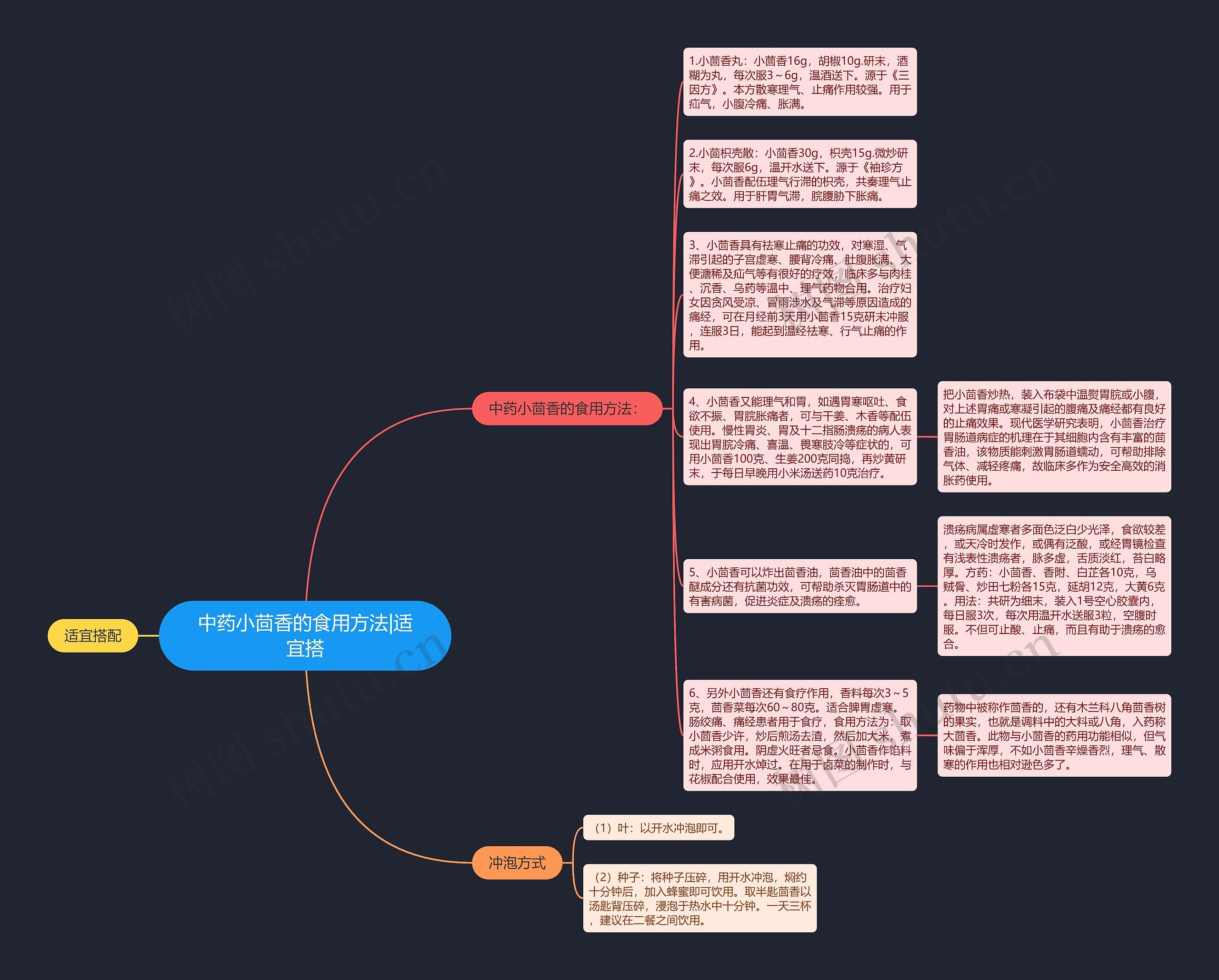 中药小茴香的食用方法|适宜搭思维导图