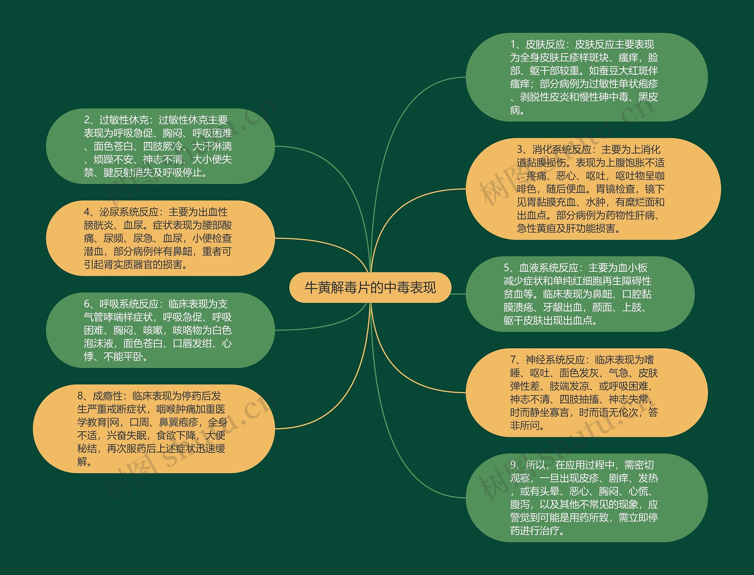 牛黄解毒片的中毒表现思维导图