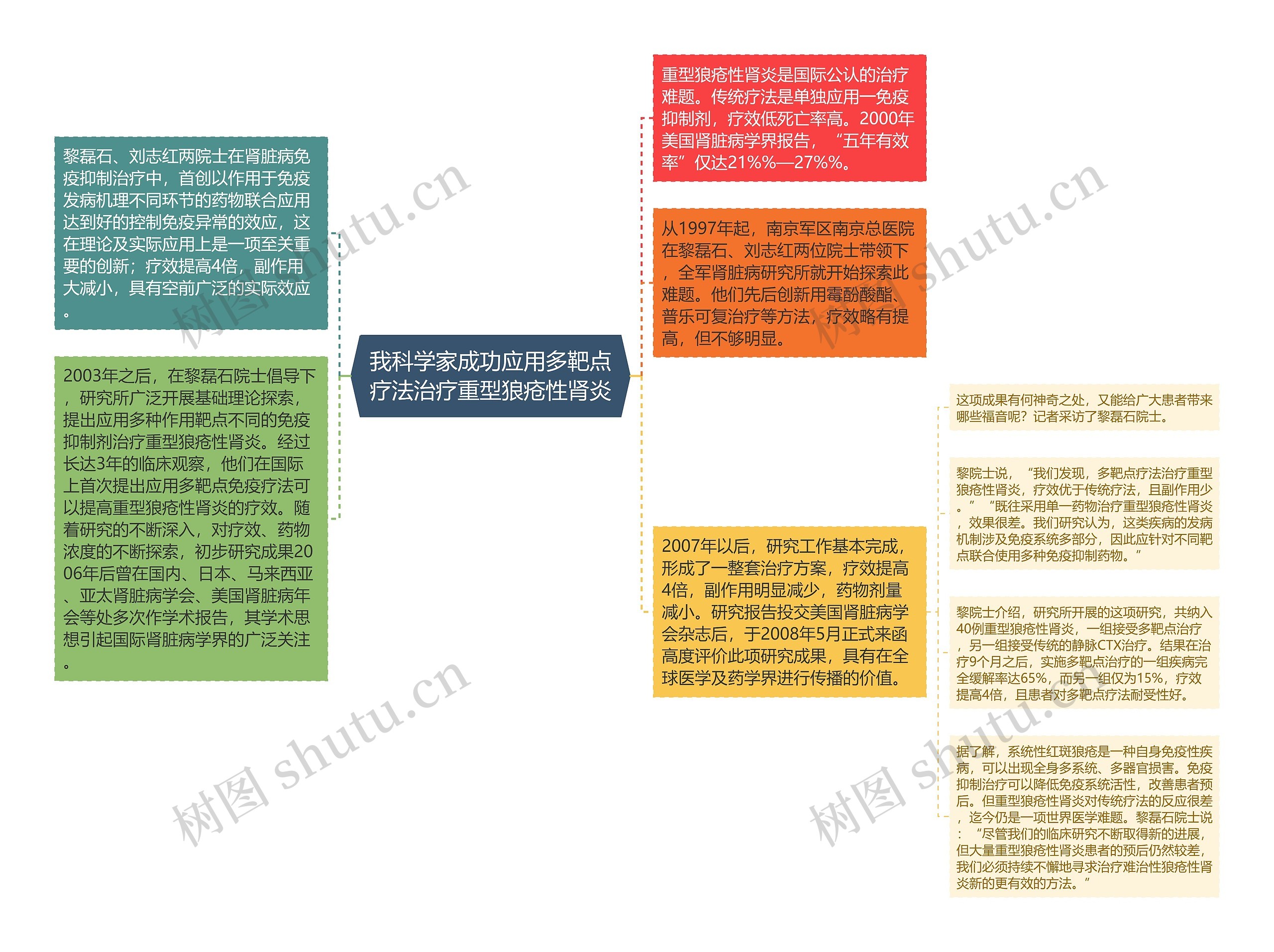 我科学家成功应用多靶点疗法治疗重型狼疮性肾炎思维导图