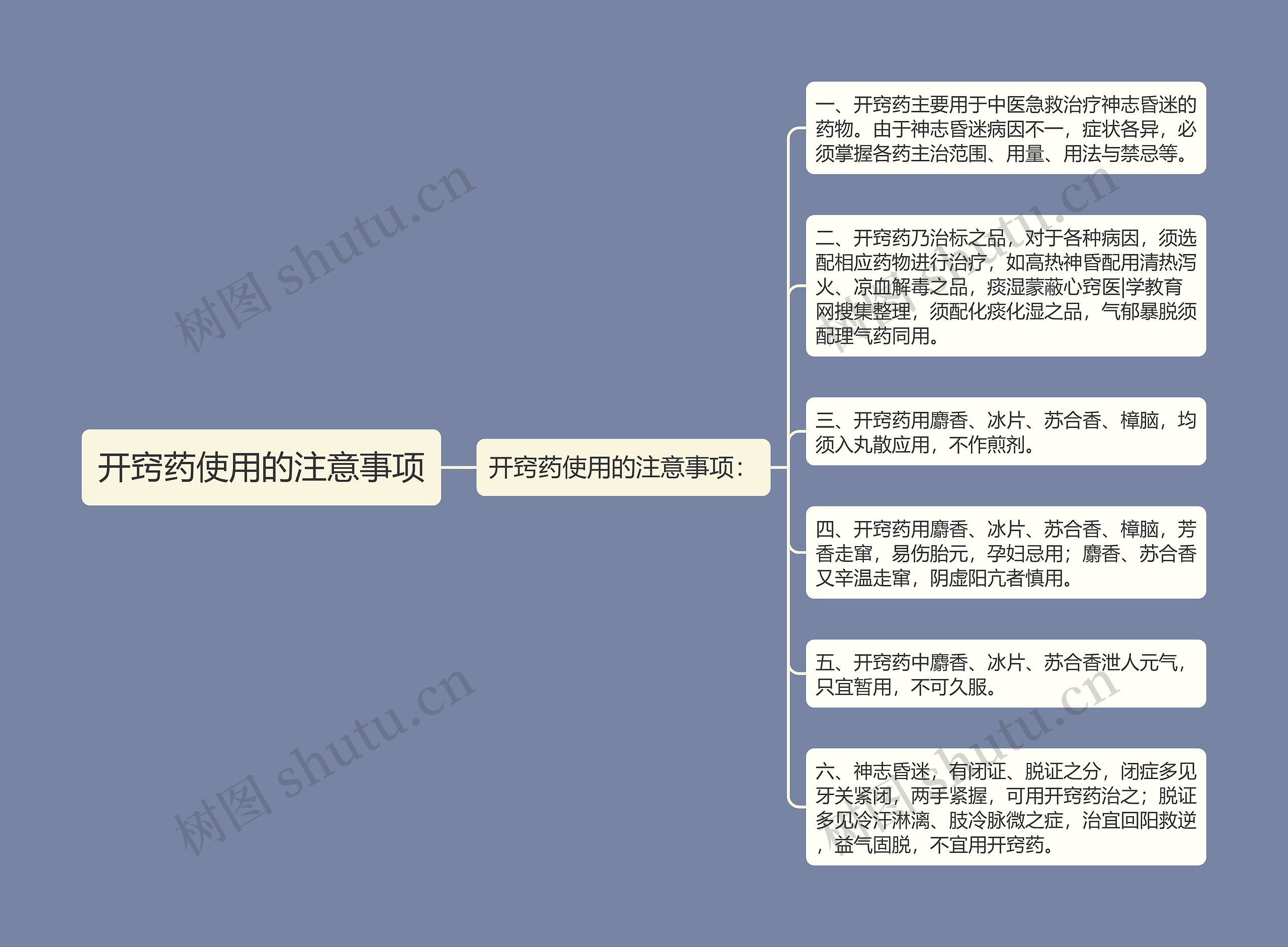 开窍药使用的注意事项思维导图