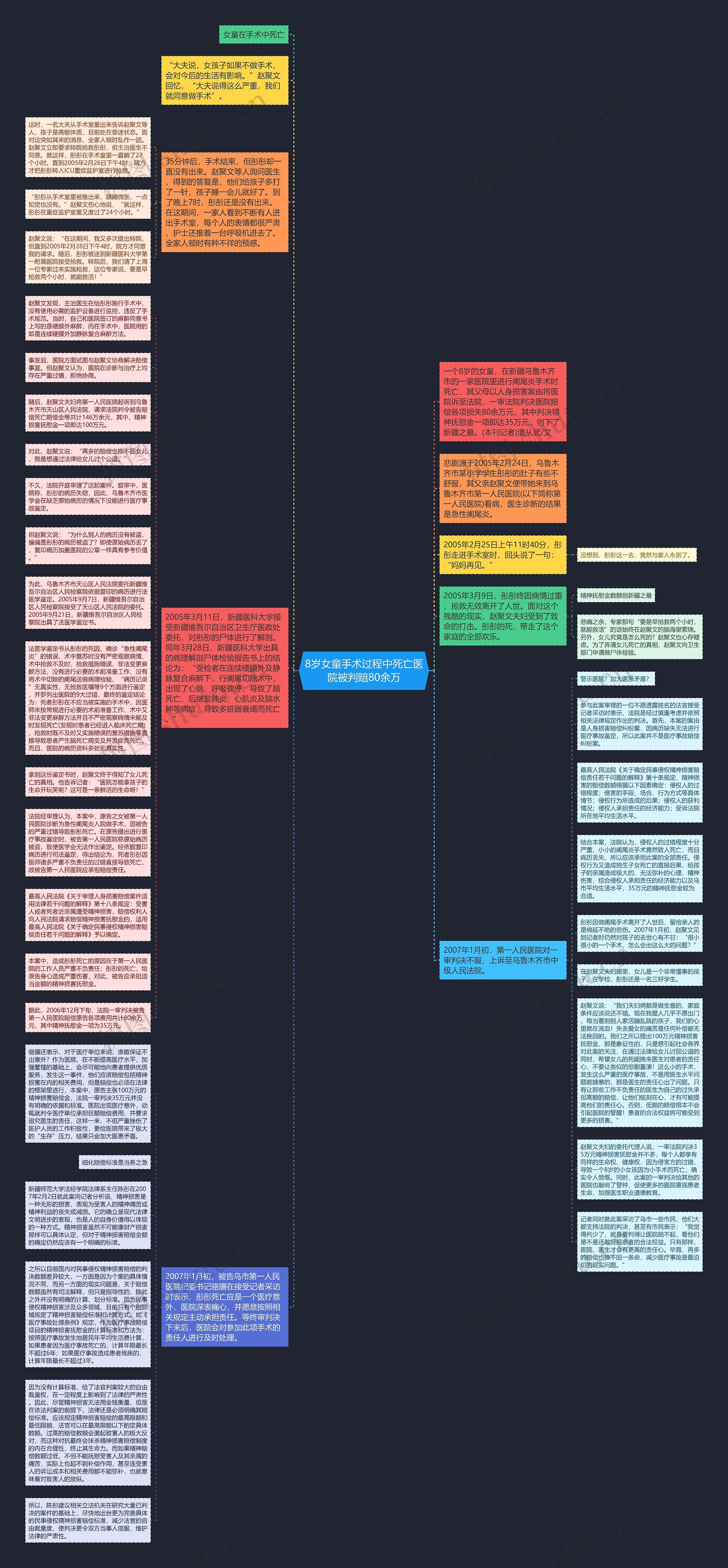 8岁女童手术过程中死亡医院被判赔80余万思维导图