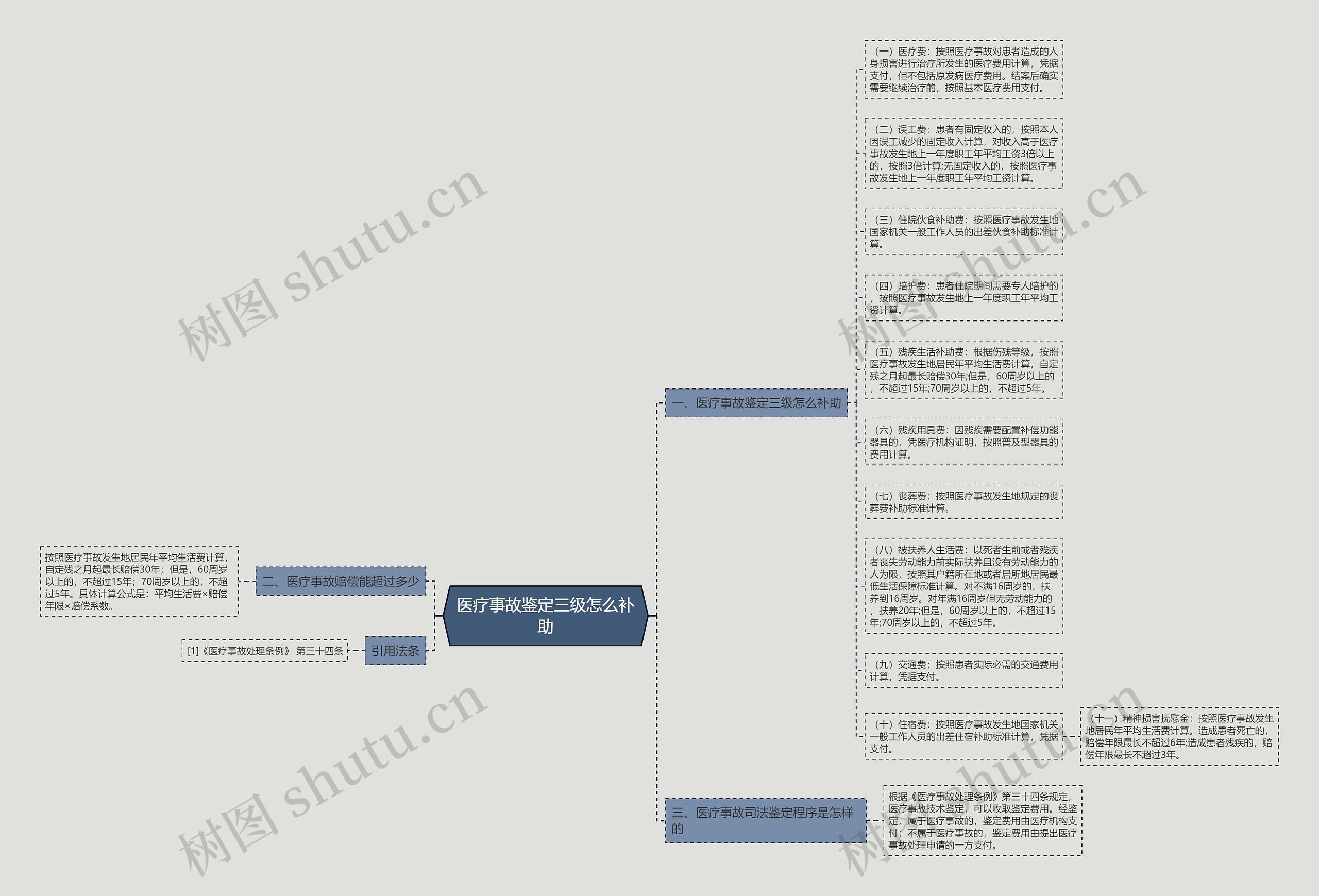 医疗事故鉴定三级怎么补助思维导图