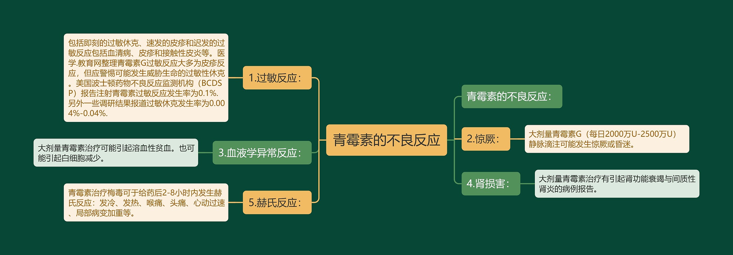 青霉素的不良反应思维导图