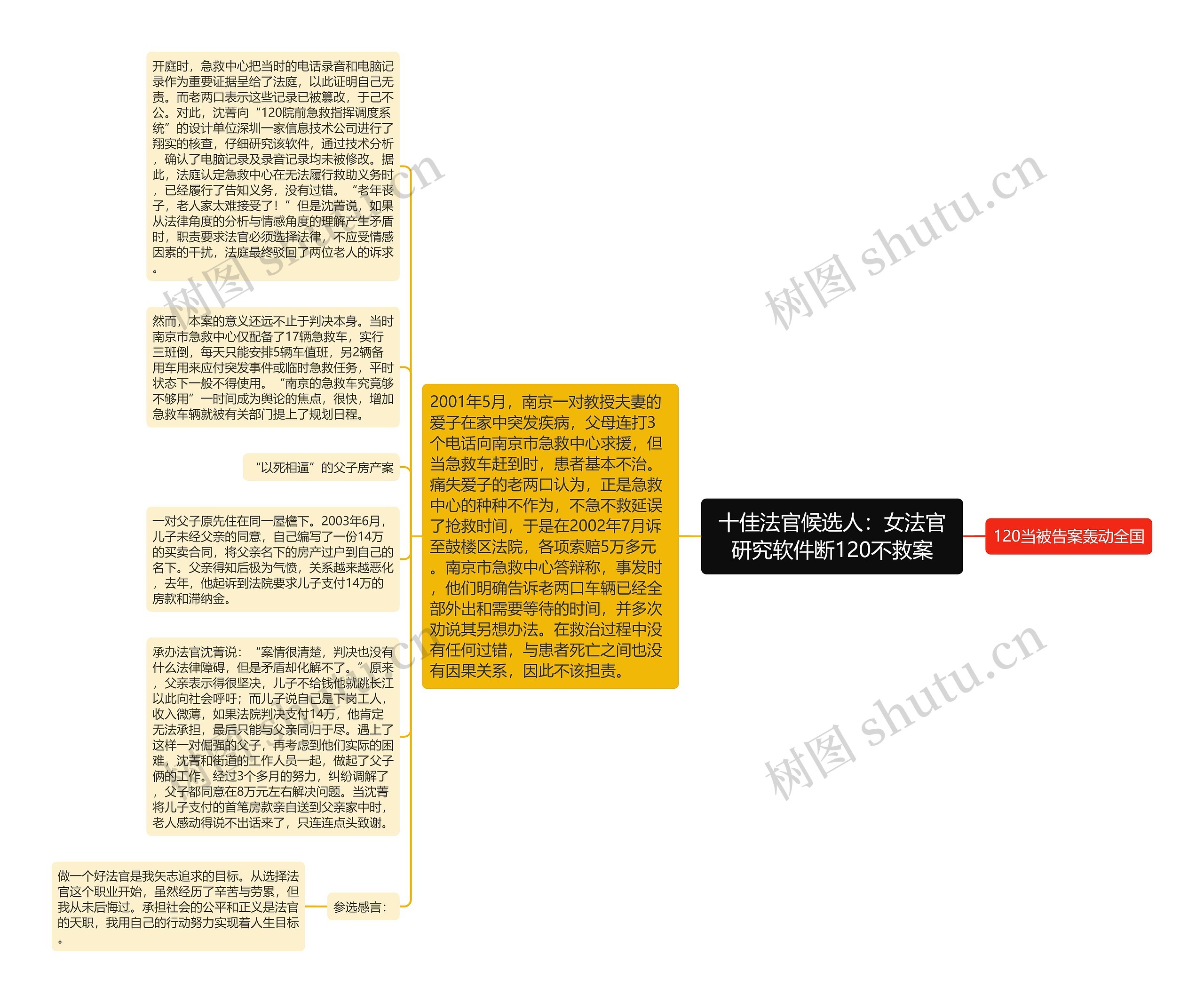 十佳法官候选人：女法官研究软件断120不救案思维导图