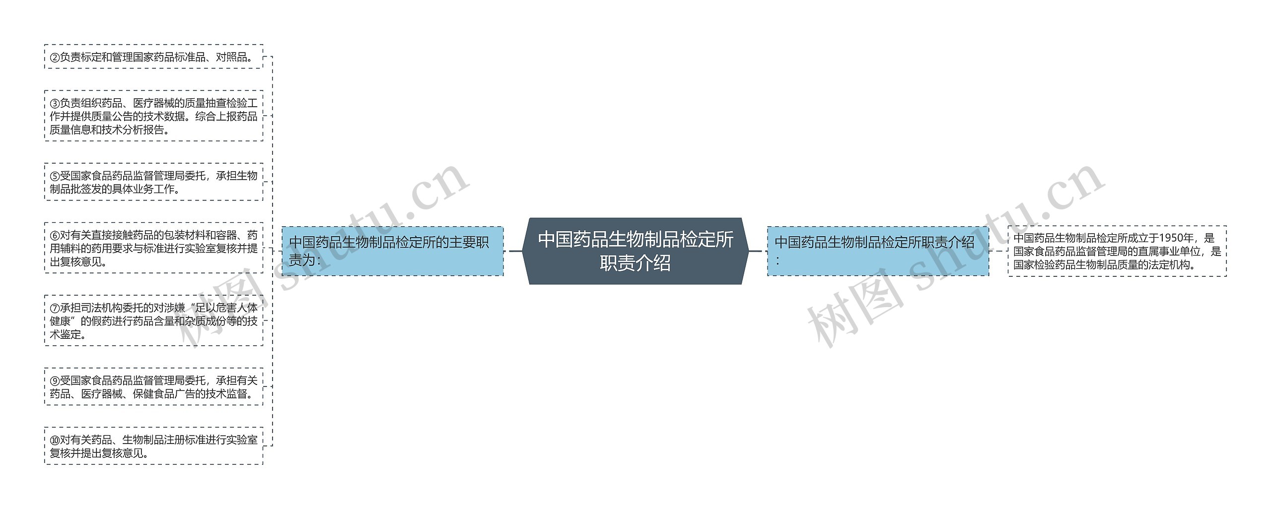 中国药品生物制品检定所职责介绍思维导图