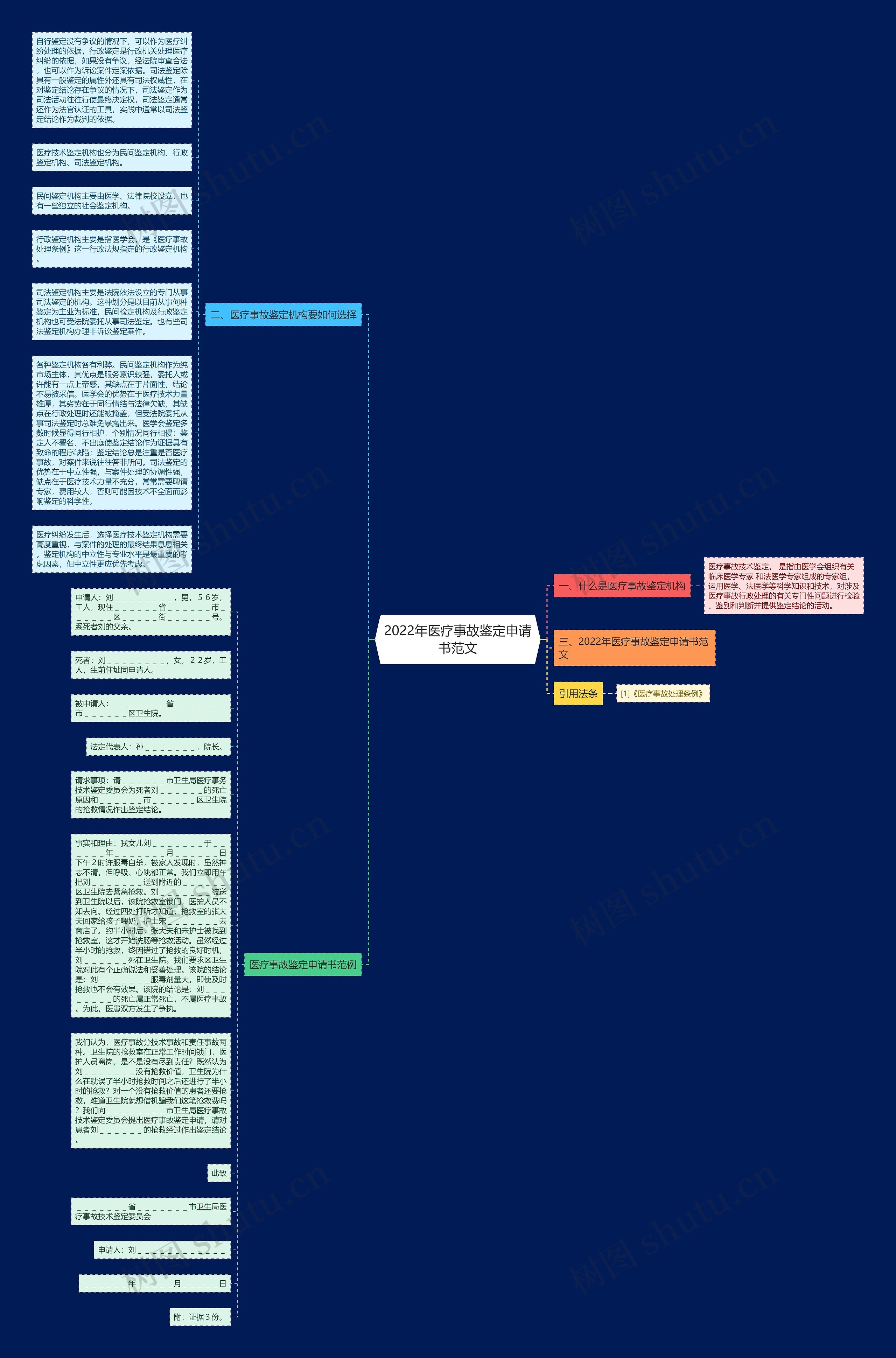 2022年医疗事故鉴定申请书范文思维导图