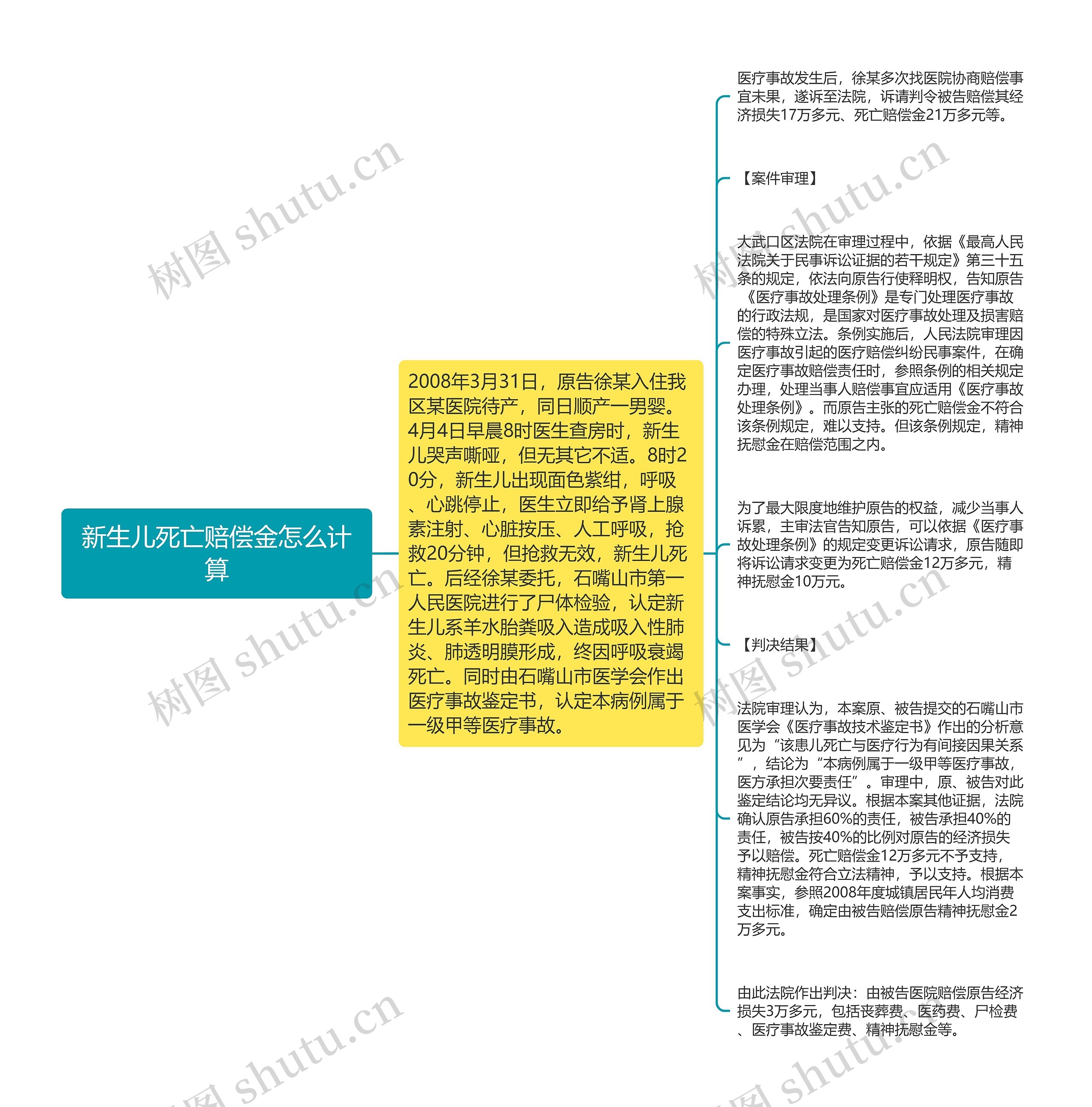 新生儿死亡赔偿金怎么计算思维导图