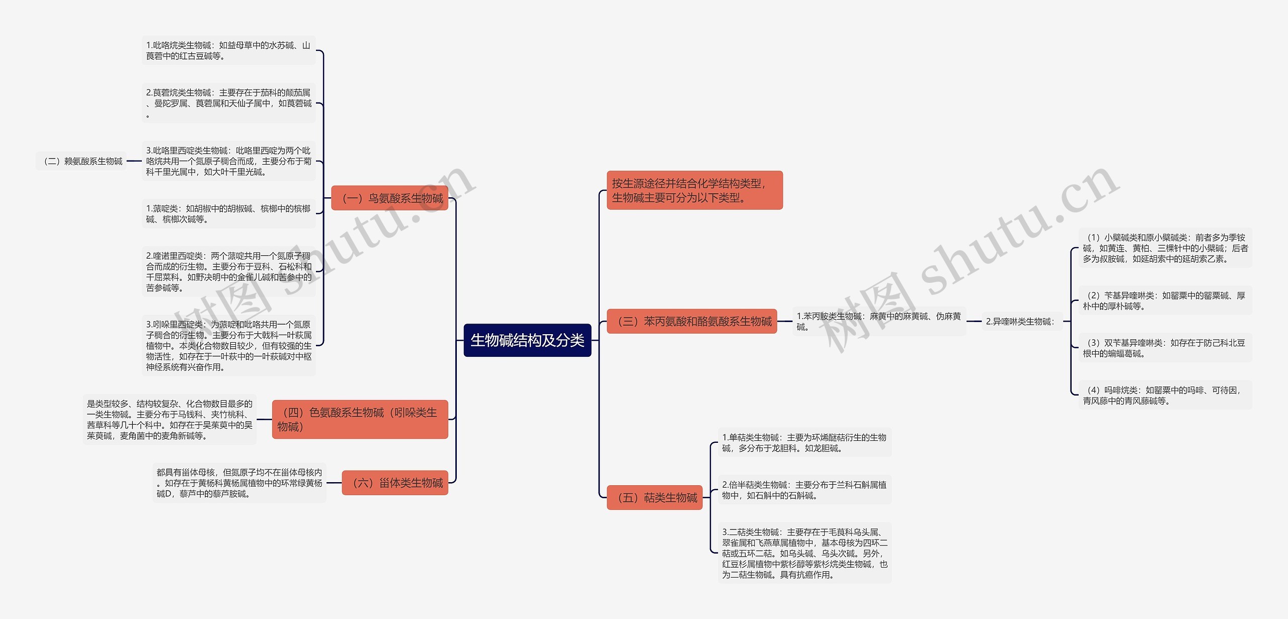 生物碱结构及分类思维导图